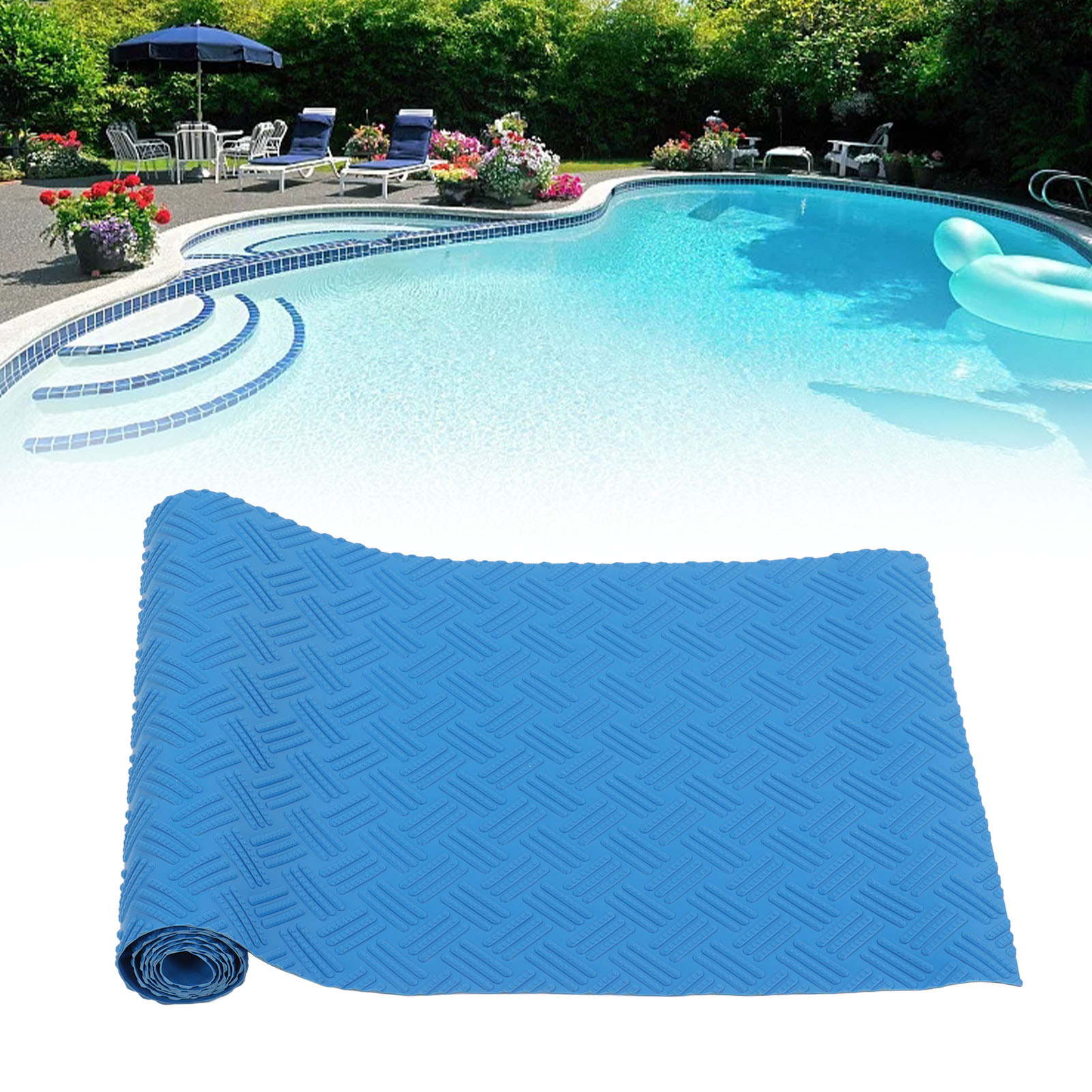 Poolleitermatte, Rutschfeste Poolstufenmatte, Poolplattformmatte, Leitermatte, Bodenmatte, Wellenmuster