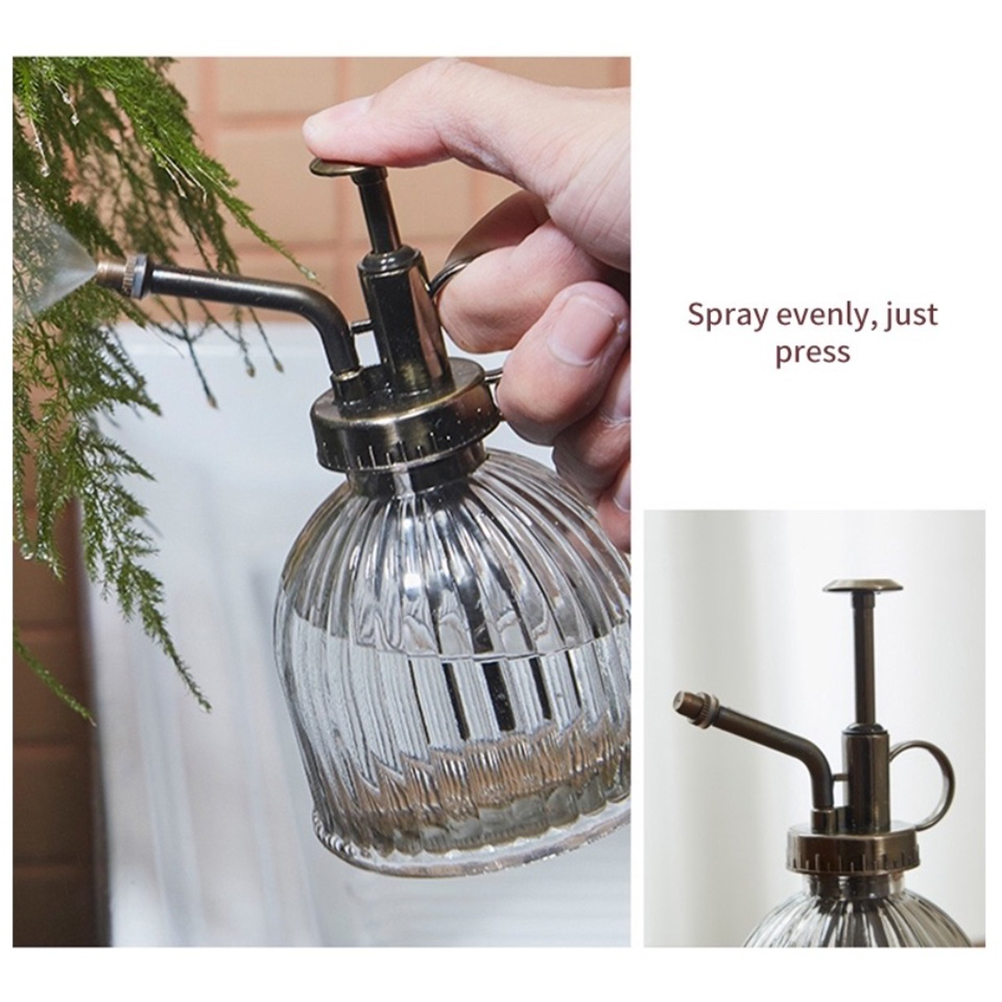 Vintage-gartengießkanne, Gestreifte Glas-sprühflasche, Blau