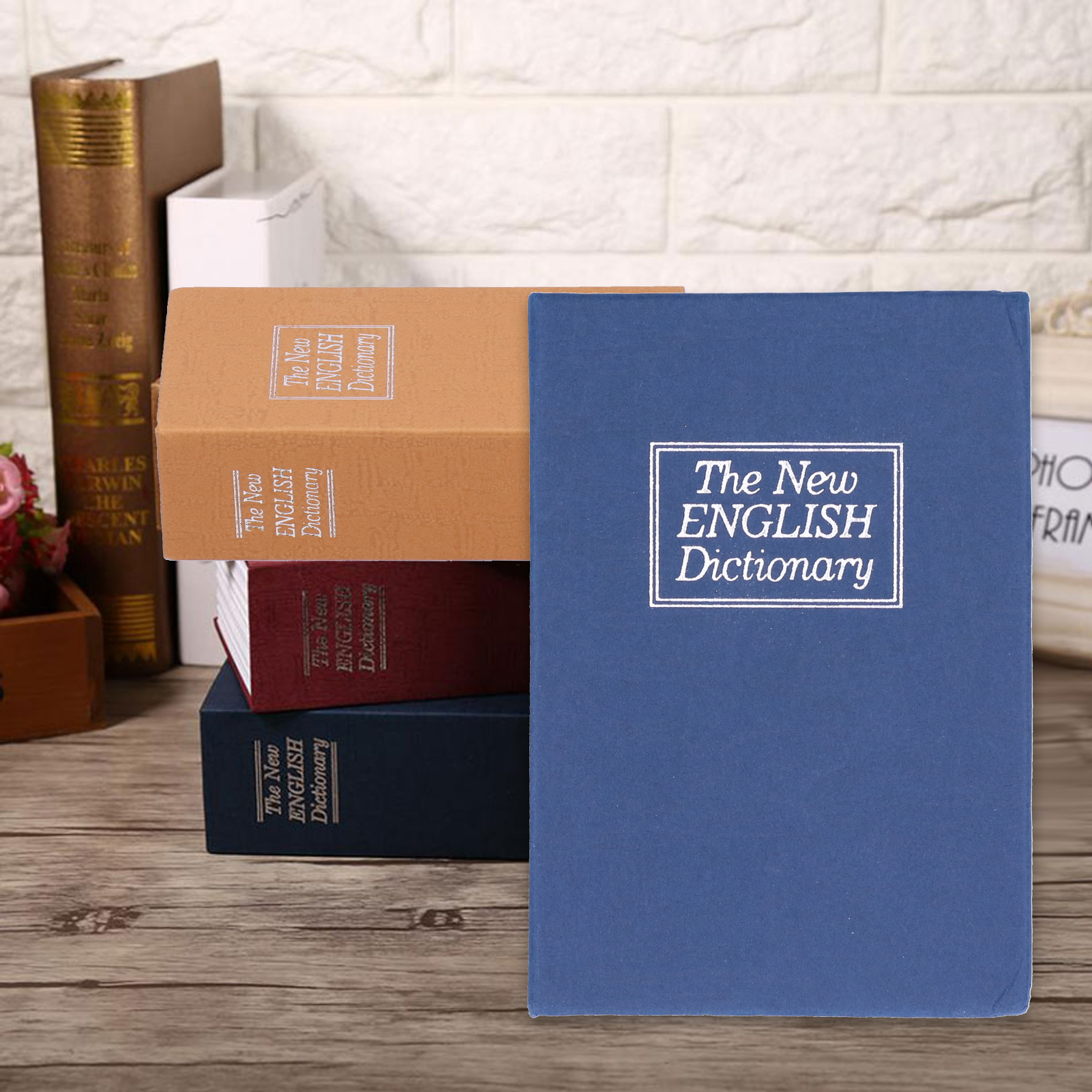 Mini-tresorattrappe In Buchform, Schmuck- Und Geldkassette Mit Schloss Und Schlüsseln, Blau, Für Zuhause Oder Büro