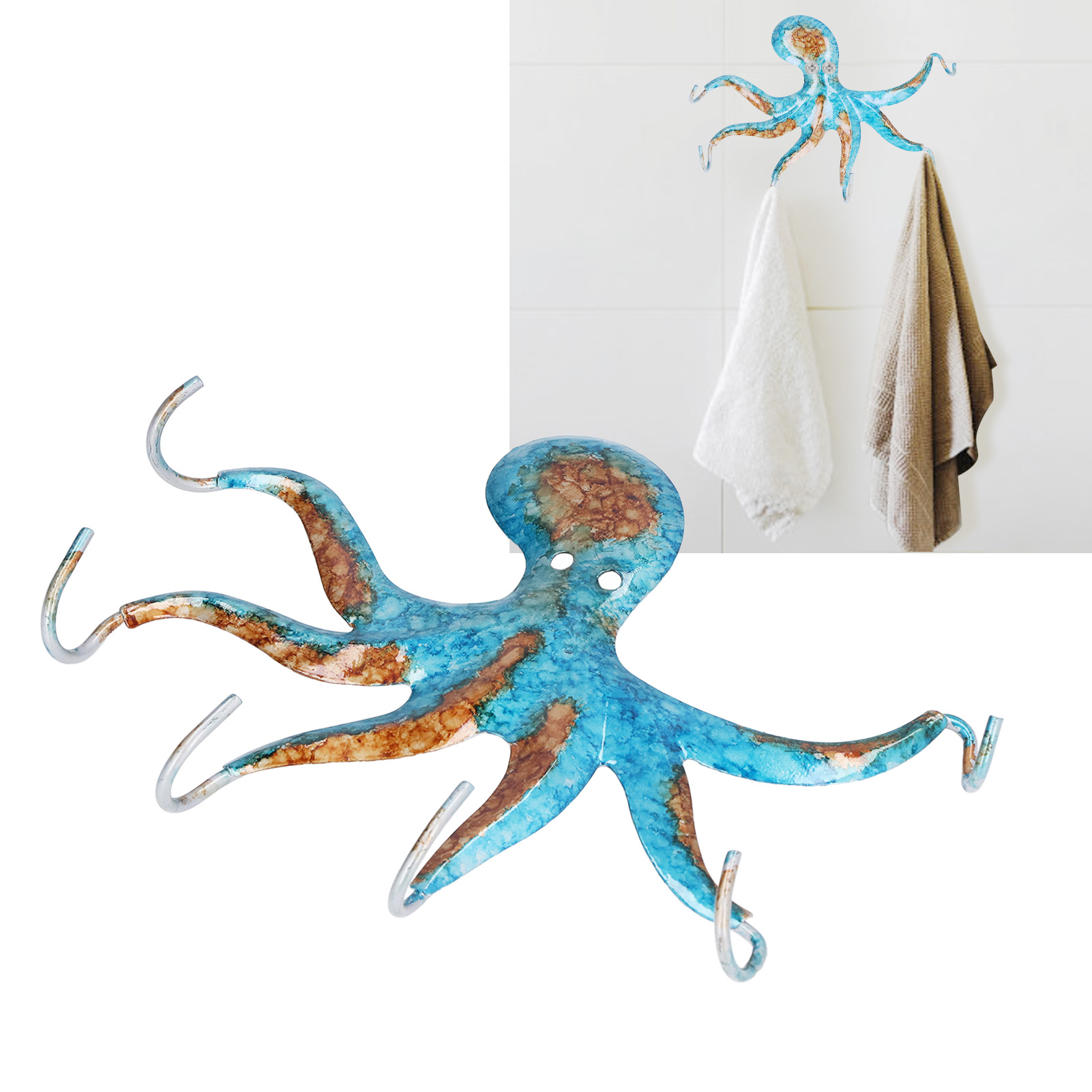Oktopus-wandhaken, Tierförmiger Eisenkleiderbügel, Bastelhaken, Kleiderbügel, Wanddekoration