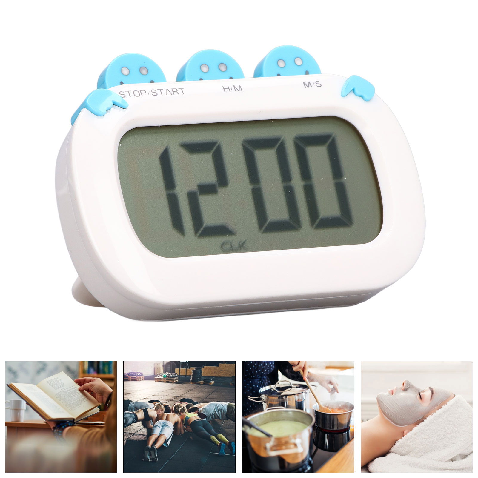 Küchentimer Mit Countdown-timer, Großem Lcd-bildschirm Auf Dem Ständer, Wecker, Multifunktionstimer, Lieferung Ohne Batterien, Blau.