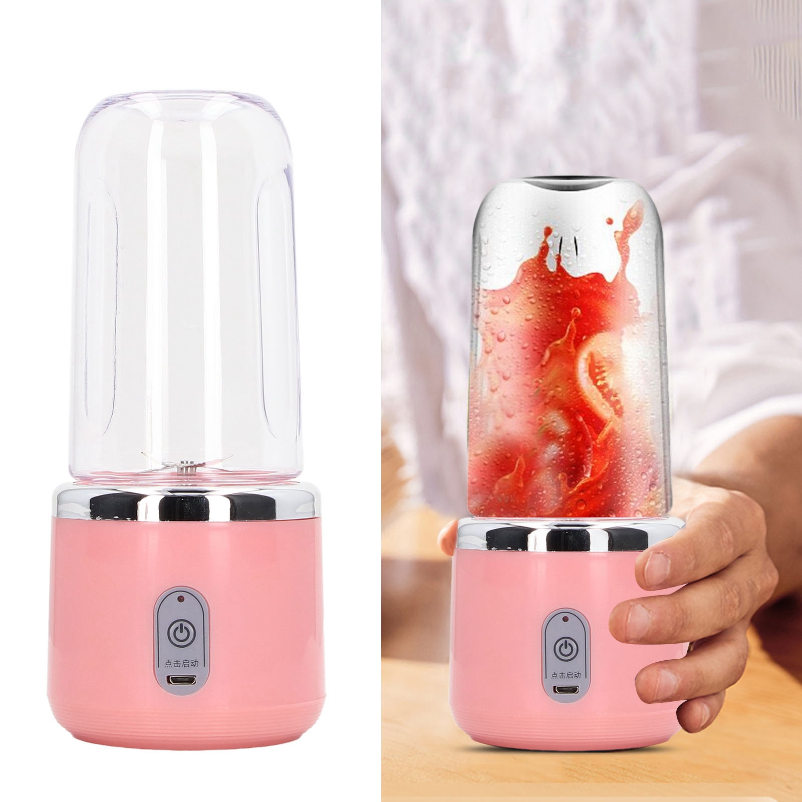 Tragbarer, Wiederaufladbarer Und Kompakter Saftbecher Für Den Heimgebrauch, Ideal Für Studenten, Vollautomatisch Und Multifunktional, Pink, Sechs Klingen/ein Deckel.