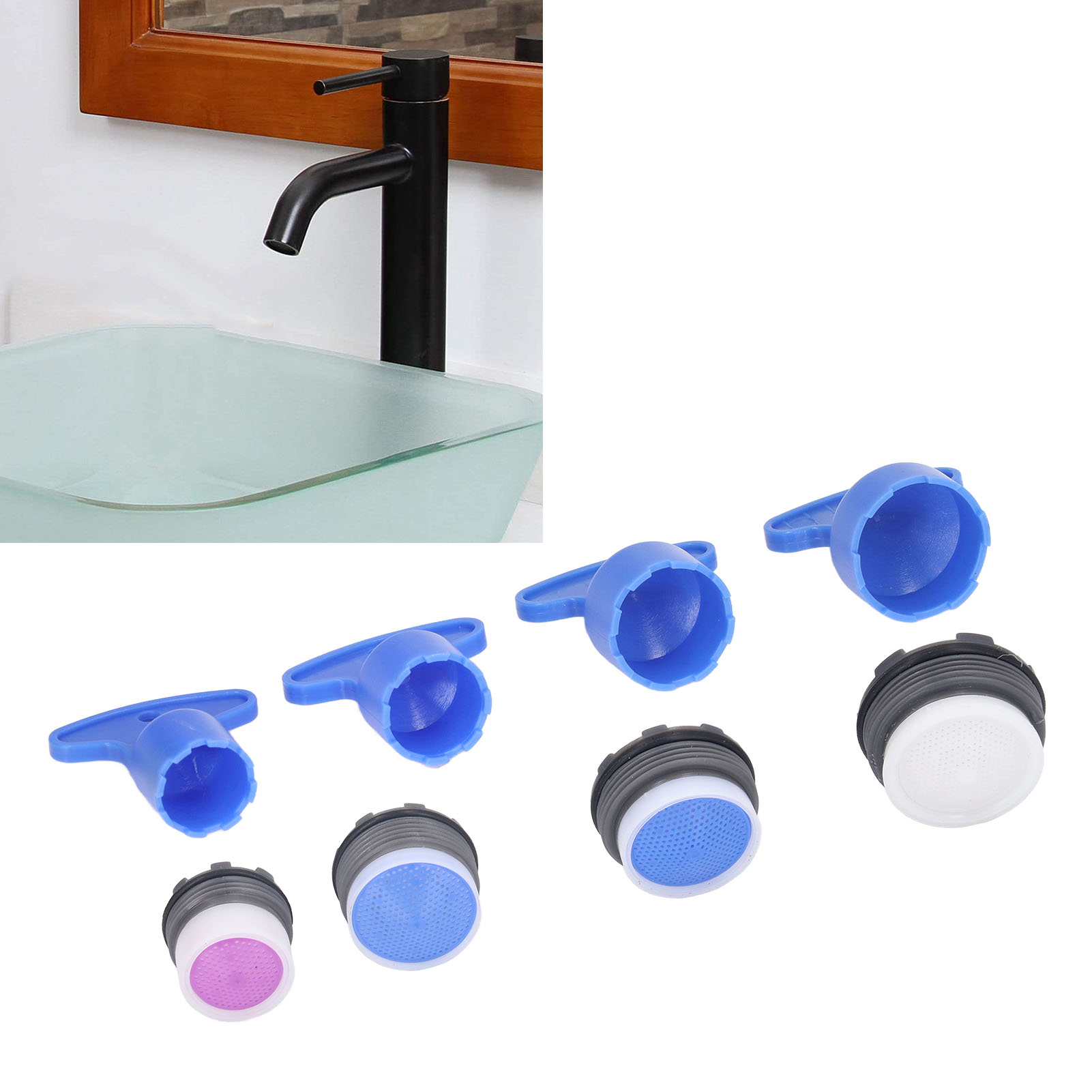 Set Mit 8 Wasserhahn-luftsprudlern Inklusive Befestigungsschlüssel, Zum Einstecken, Zum Austauschen Von Wasserhähnen, Geeignet Für Bad Oder Küche.