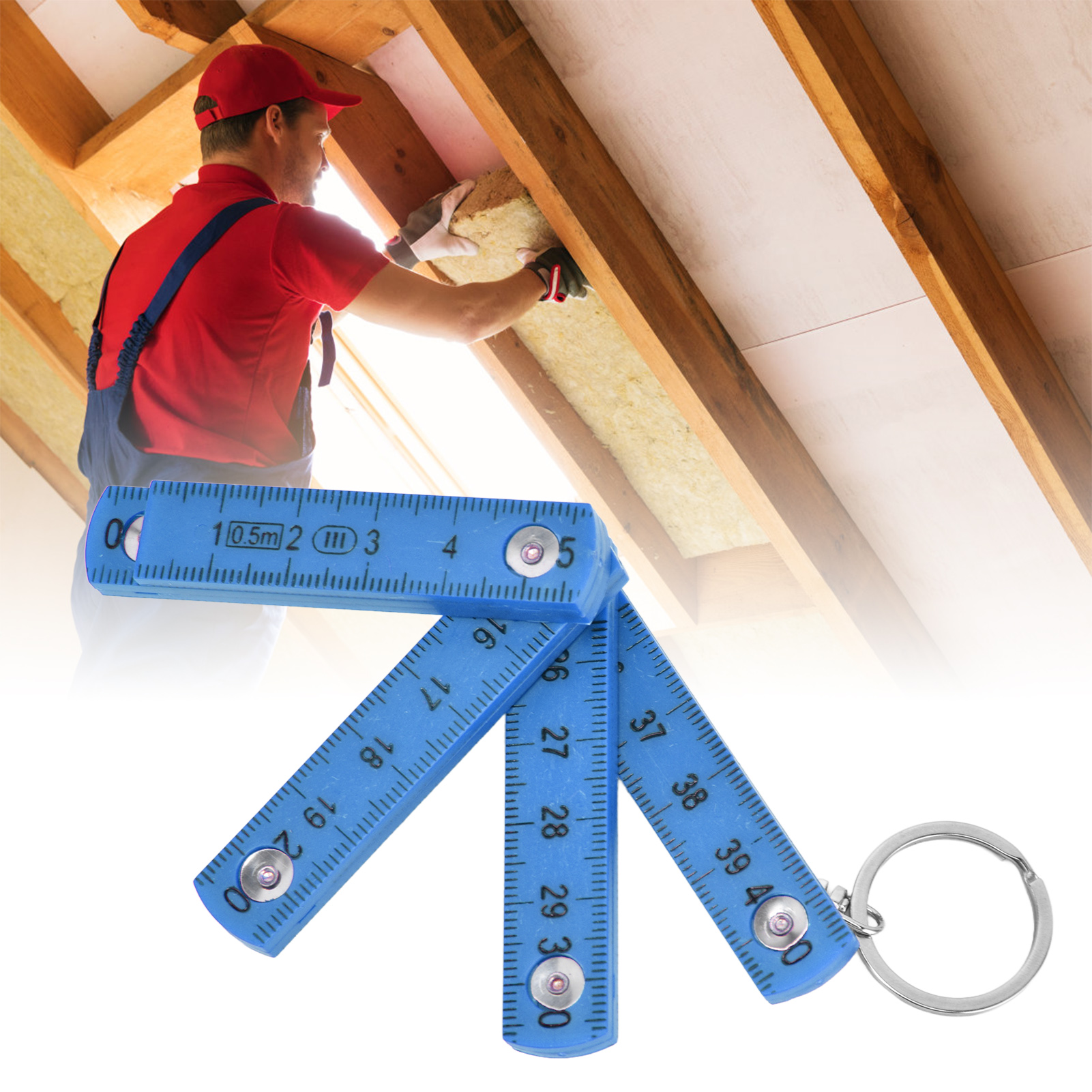2/verkauf Eines 0,5 M Langen Abs-klapplineals Für Die Holzbearbeitung, 10-teiliges Kunststofflineal (schlüsselring-stil), Blau.