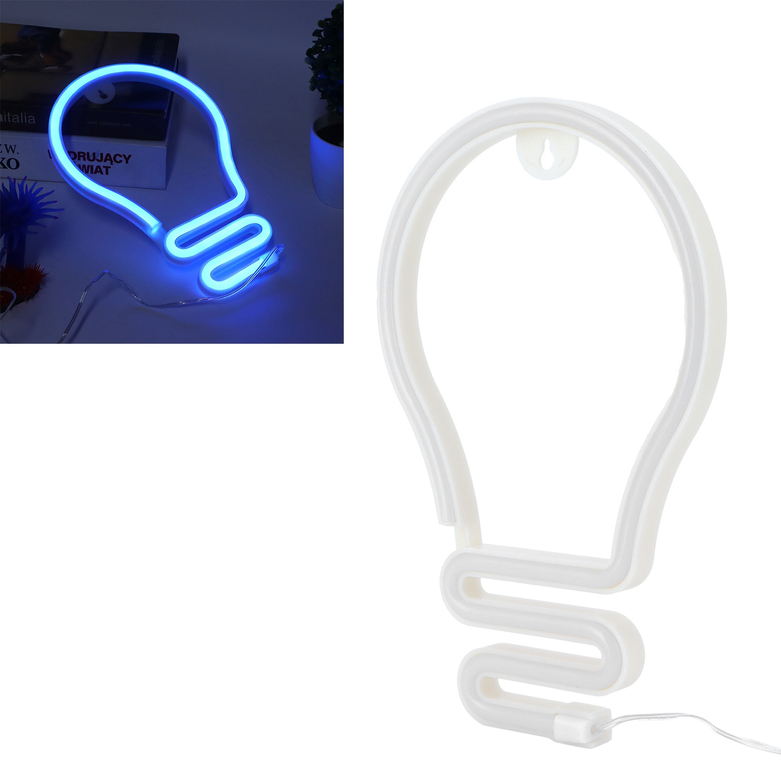 Neon-led-leuchtschild In Glühbirnenform Zur Wanddekoration, Ideal Für Partys, Weihnachten Und Hochzeiten. Usb-/batteriebetrieb. Farbe: Blau.