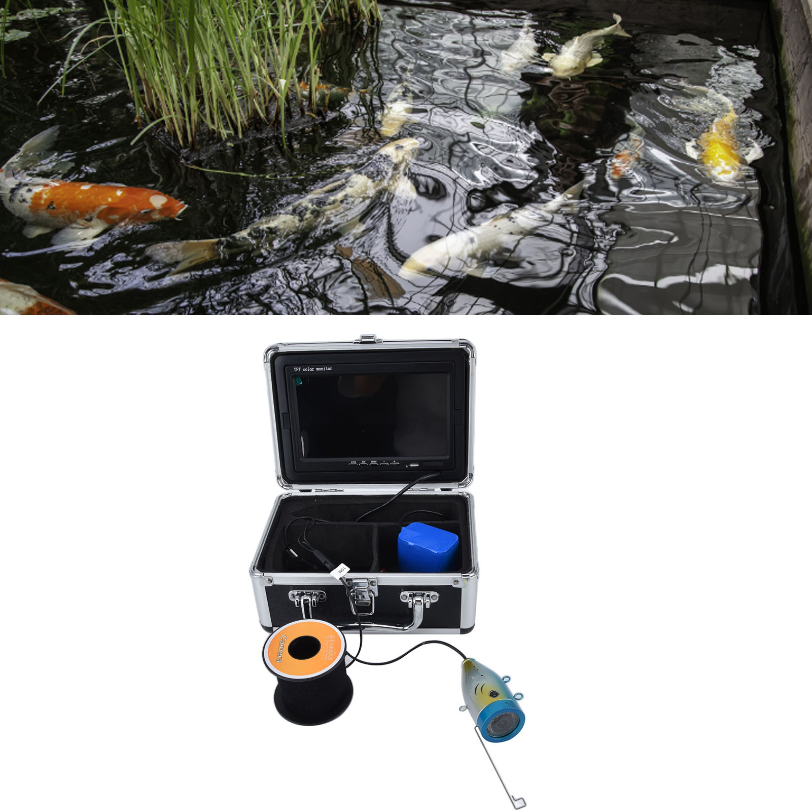 1200 Tvl Hd-bildkamera, 7-zoll-farb-unterwasserkamera, Wasserdicht, Fischdetektor Für Die Unterwasser-aquakulturüberwachung, 100–240 V, Europäischer Standard, Wasserdicht Bis 30 M