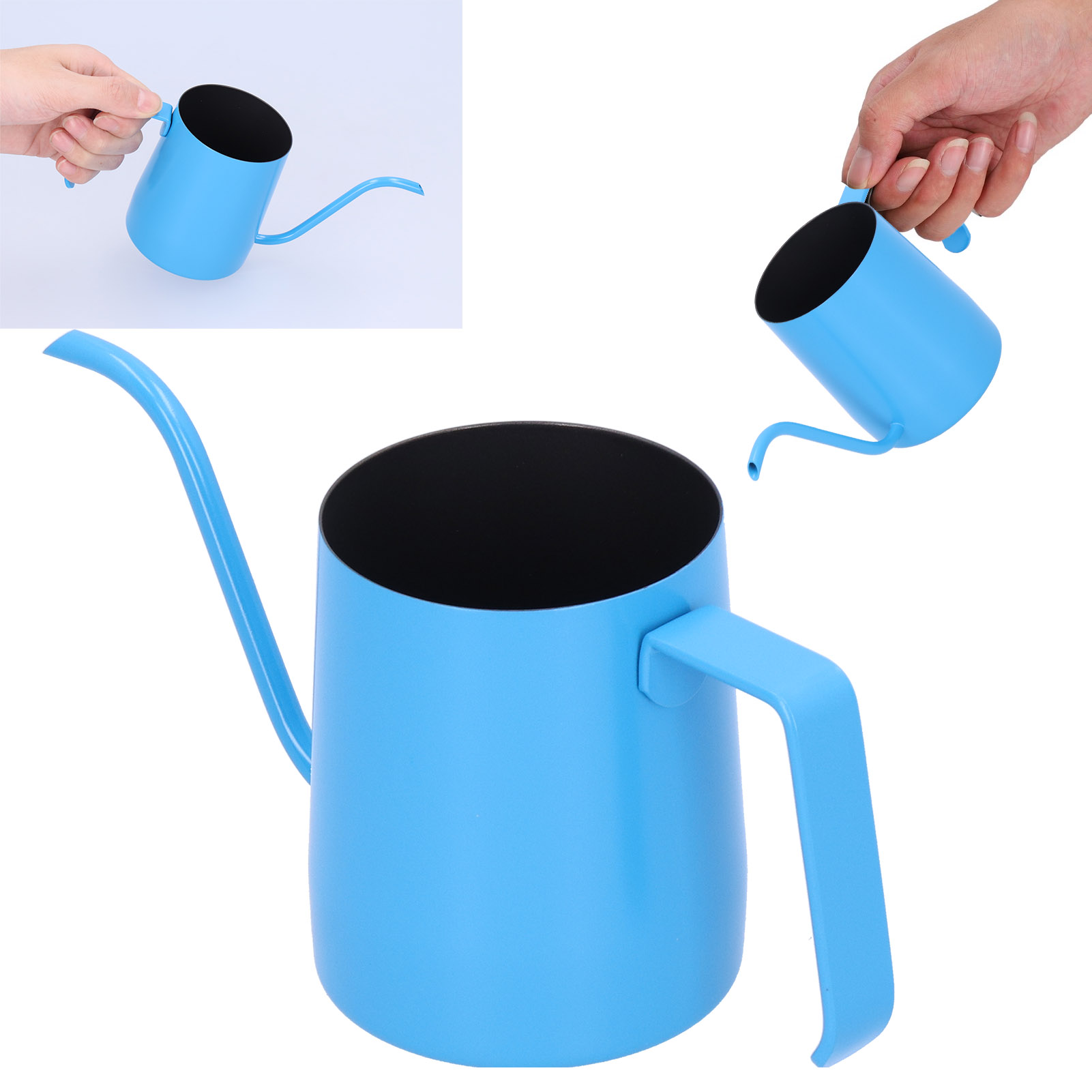 Handgefertigte 350-ml-kaffeekanne Aus Edelstahl Mit Feinem Ausguss Für Langsames Brühen, Für Den Heimgebrauch, Blau
