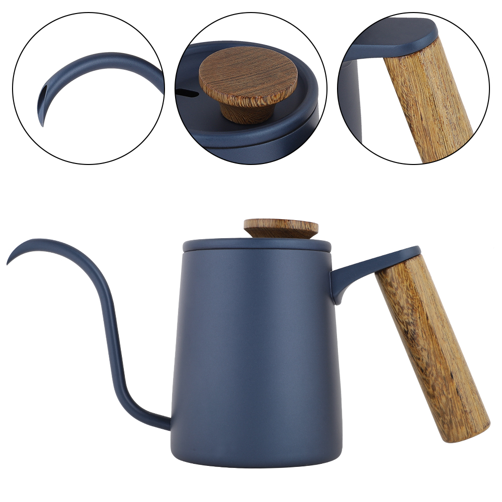 350 Ml Edelstahl-filterkaffeemaschine Mit Griff Und Langem Schwanenhalsauslauf (blau)