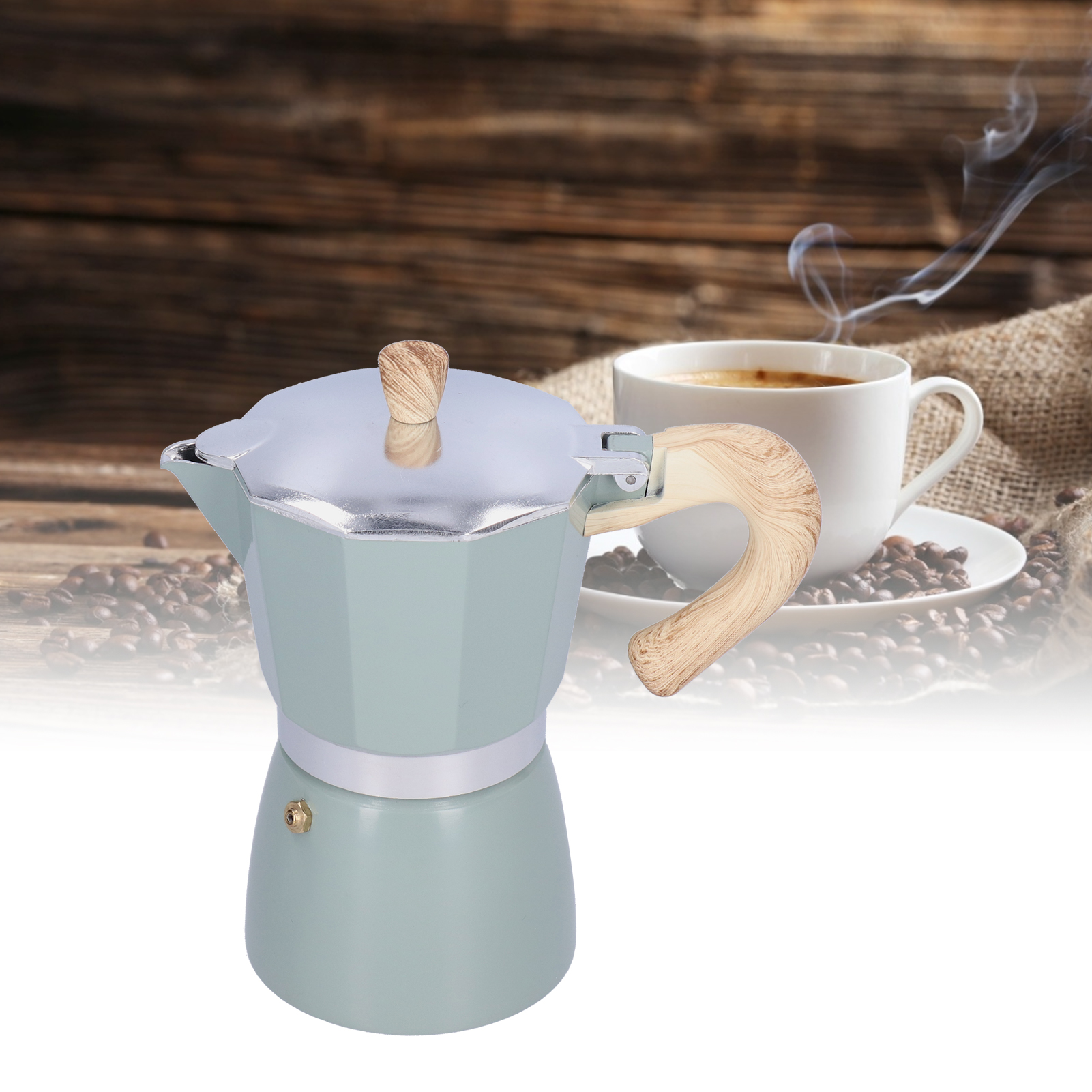 Italienische Kaffeemaschine, 300 Ml, Geeignet Für Gas-, Ethanol- Und Elektroherde, Cyanblau