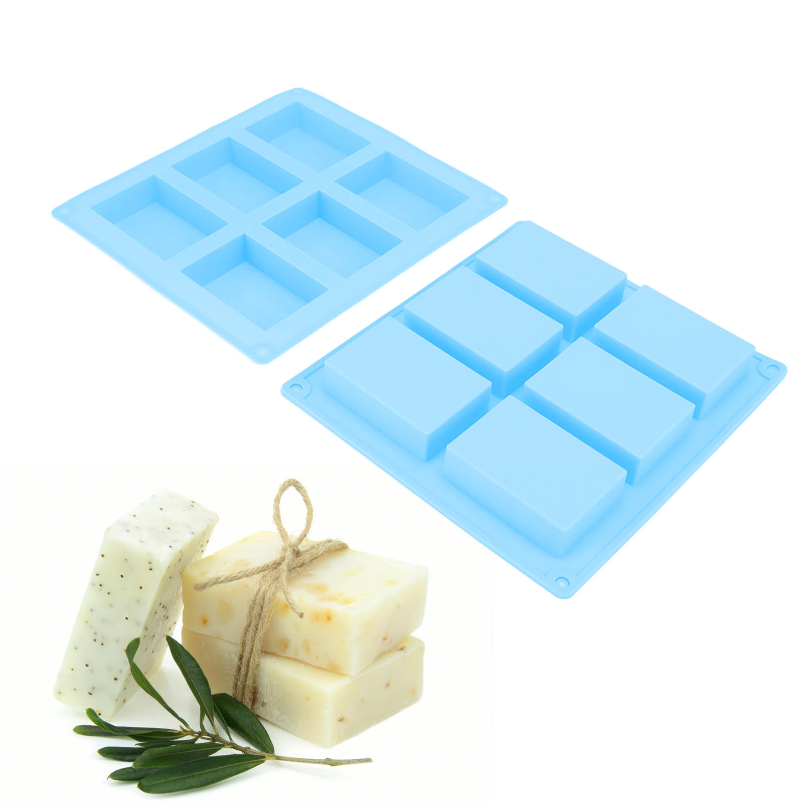 Seifenform Mit 6 Mulden, Kuchenseifenform, Silikon-seifenform Mit Geprägtem Muster, Silikon-backwerkzeug, Blau