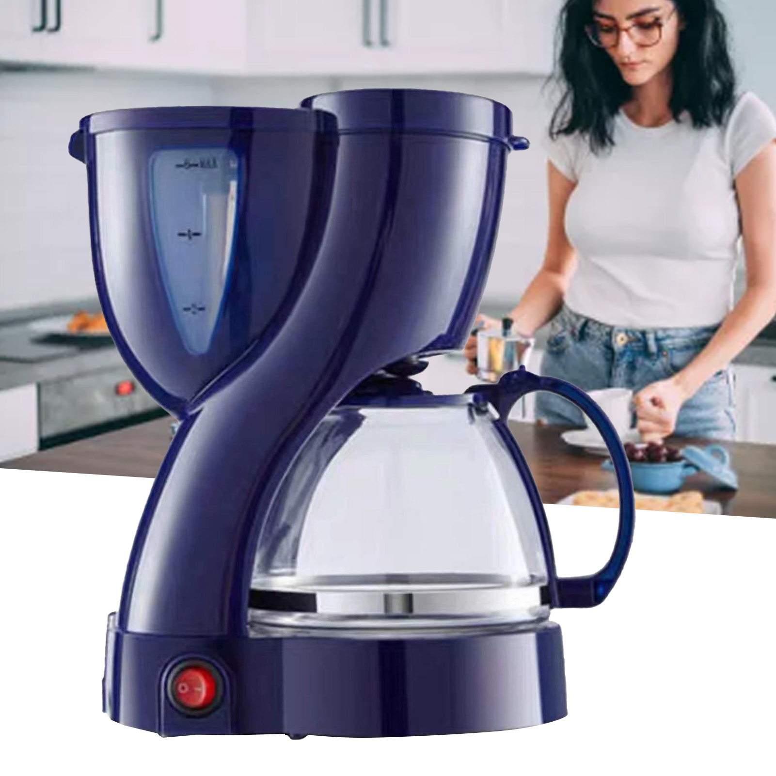 Hersteller Kleiner, Kompakter, Tragbarer Kaffeemaschinen Im Amerikanischen Stil, Geeignet Für Den Koreanischen Und Grenzüberschreitenden Markt. Erhältlich In Blau.