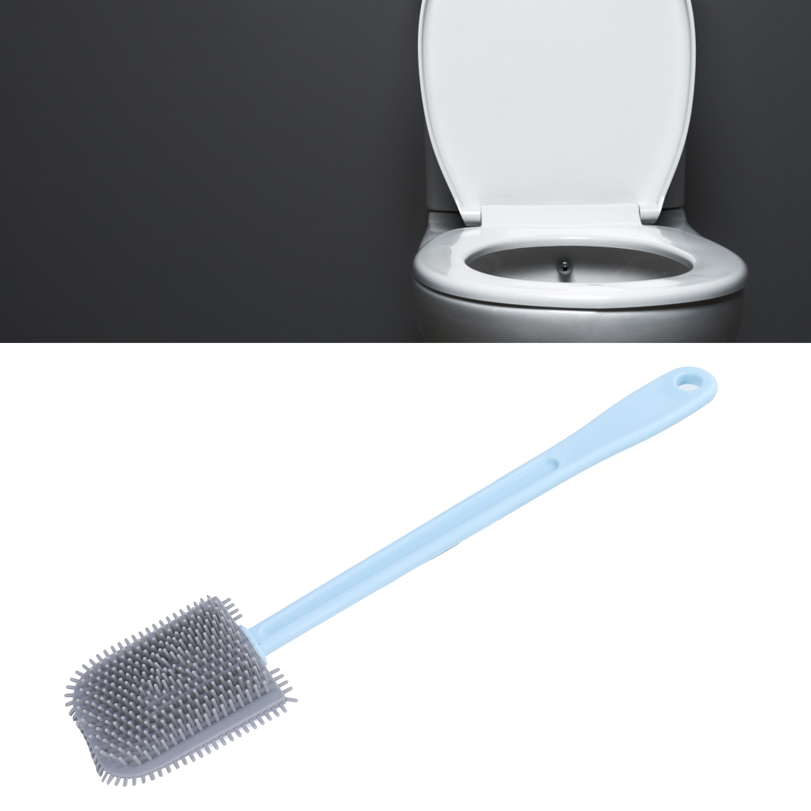 Wandmontierte Toilettenbürste Mit Deckel Und Langem, Weichem Griff Für Badezimmer, Hotel Und Zuhause (blau)