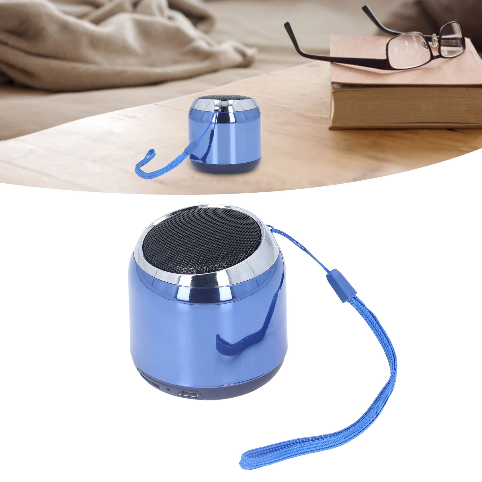 Mini-bluetooth-lautsprecher, Tragbarer Hifi-lautsprecher Für Den Außenbereich, 360°-surround-sound, Usb-aufladbar, Blau.