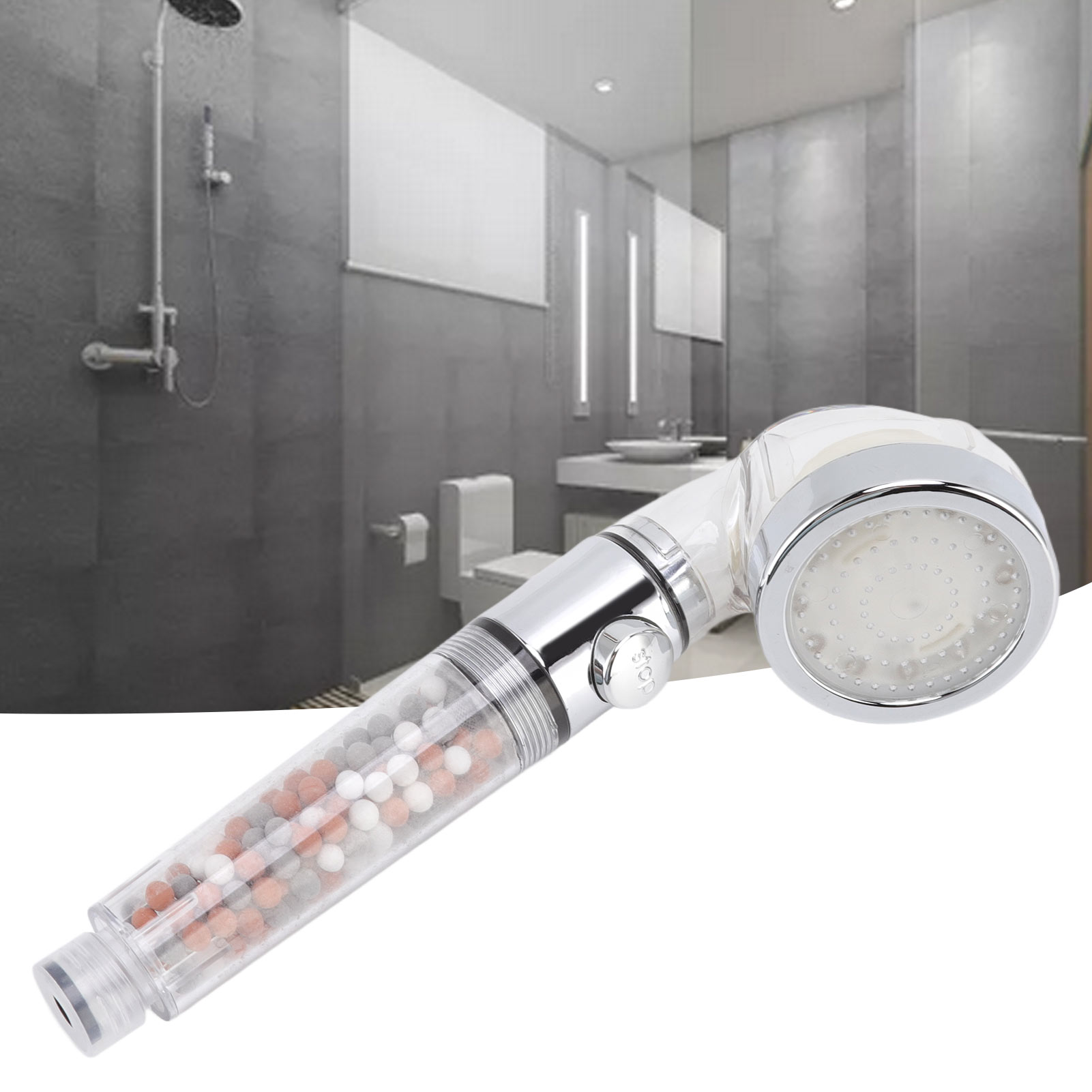 Led-duschkopf Mit Negativionen, Wasserstoppfunktion, Temperaturregelung, Dreifarbigen Düsen (blau, Grün Und Rot) (g1/2)