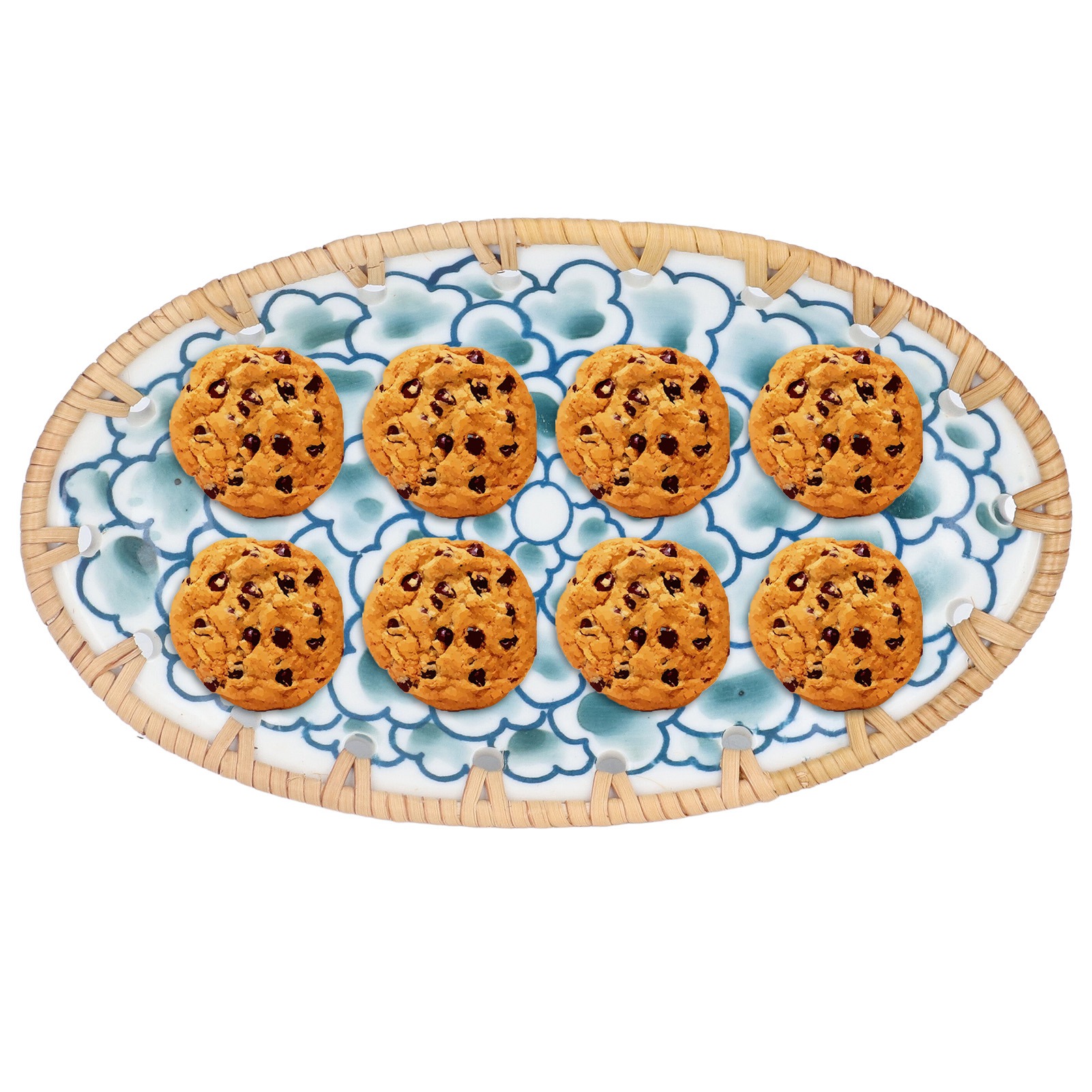 Ovale, Handgewebte Blau-weiße Porzellanschale Mit Vietnamesischem Thu-rankenmuster Kleine Porzellanschale Mit Rattanmuster Dunkelblaue Porzellanschale Mit Floralen Mustern.
