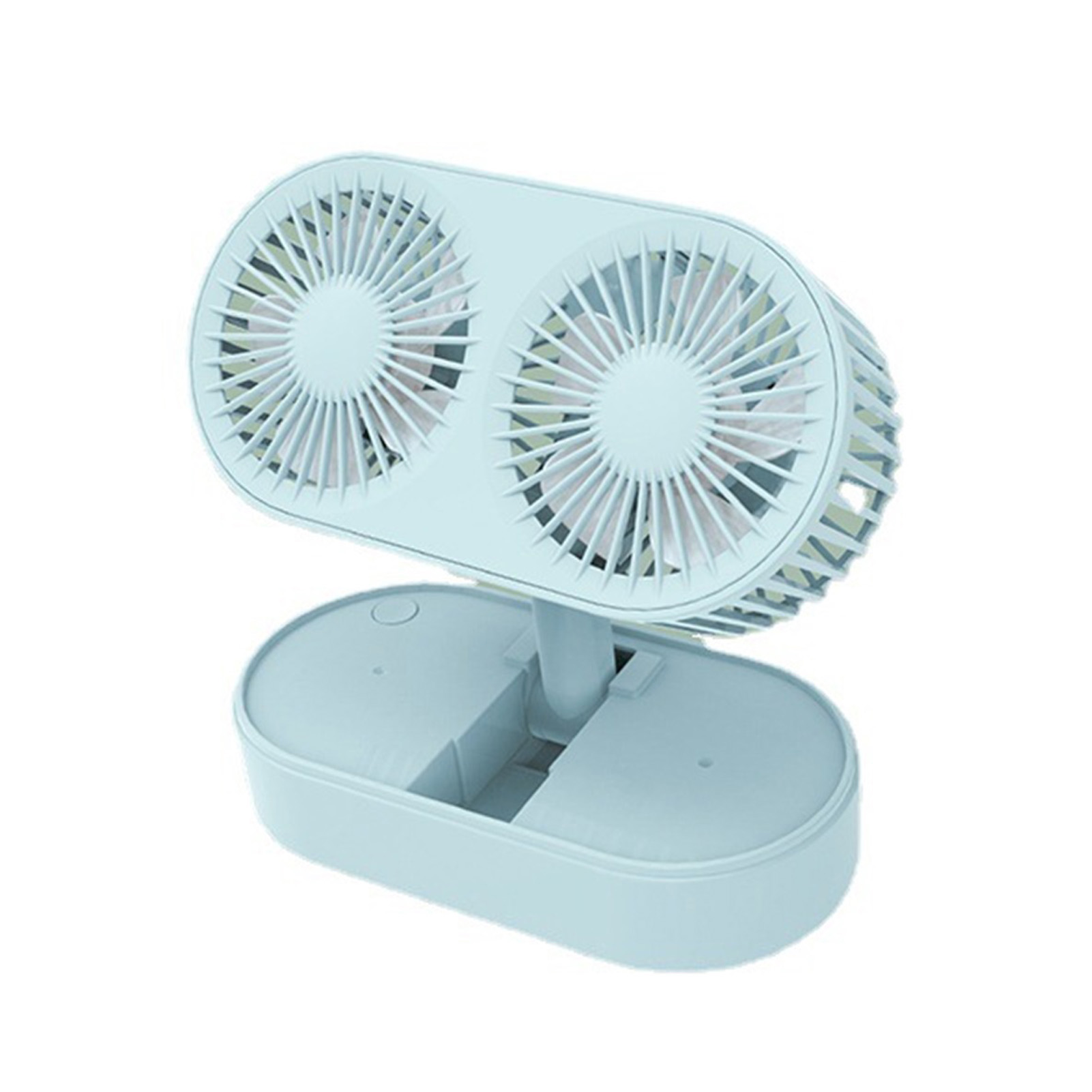 Mini-tischventilator, Modell 2022, Faltbar, Mit Zwei Flügeln, Ideal Für Studenten Und Büros. Usb-anschluss, Faltbar, Zwei Ventilatorköpfe, Zwei Motoren – Blau