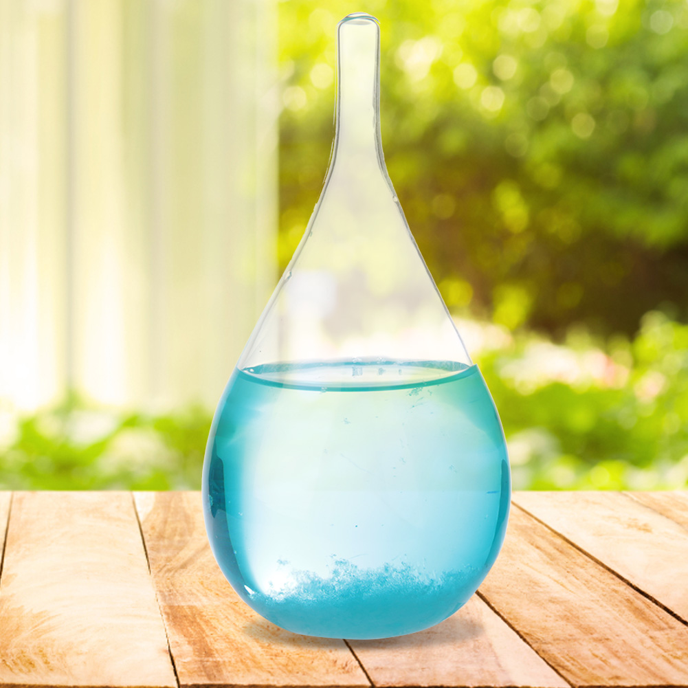 Glasflasche Mit Wassertropfen- Und Gewittermuster, Dekoration Zum Thema Chemie (blau, Ohne Boden)