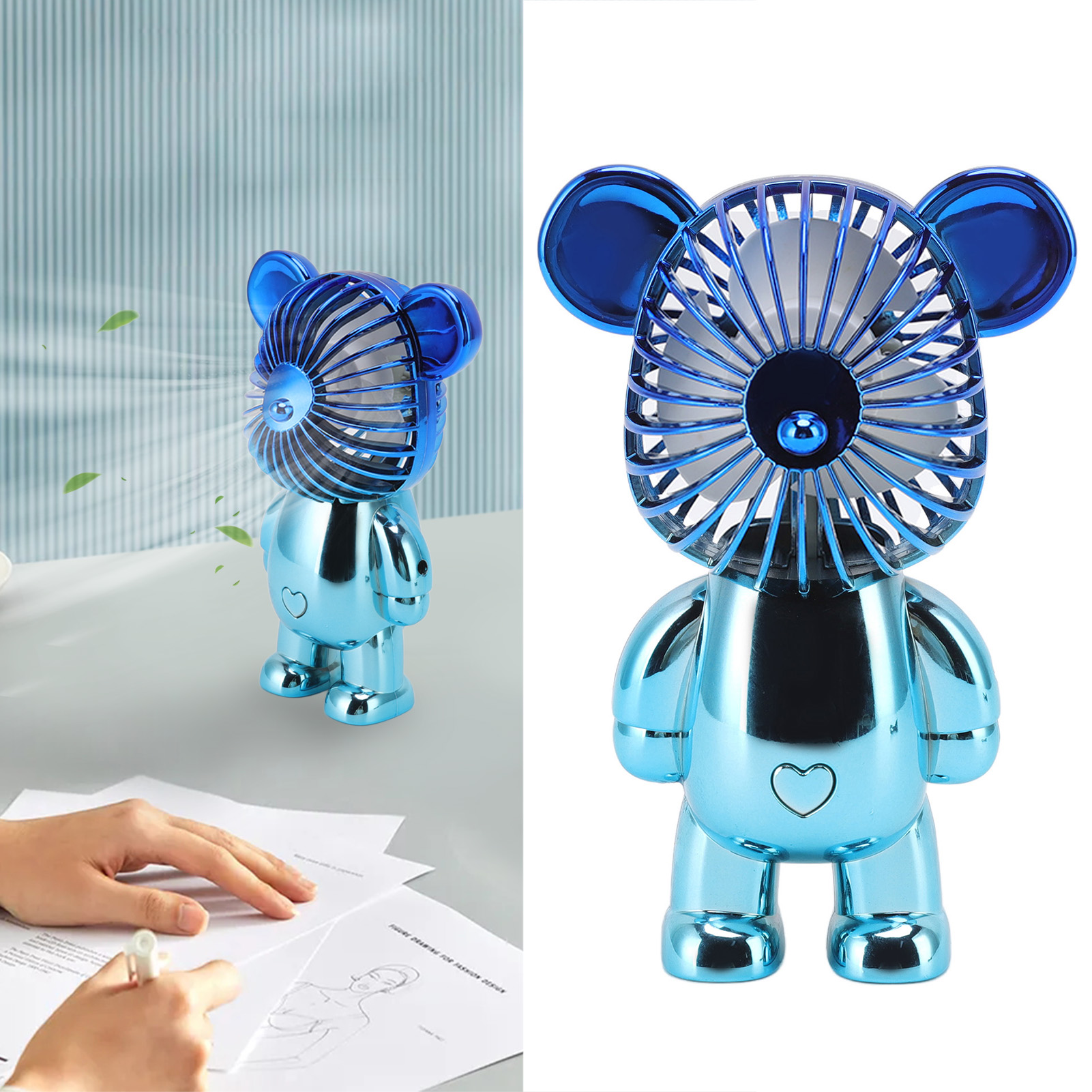 Niedlicher Tragbarer Bearbricklys-ventilator, Usb-aufladbar, A-3