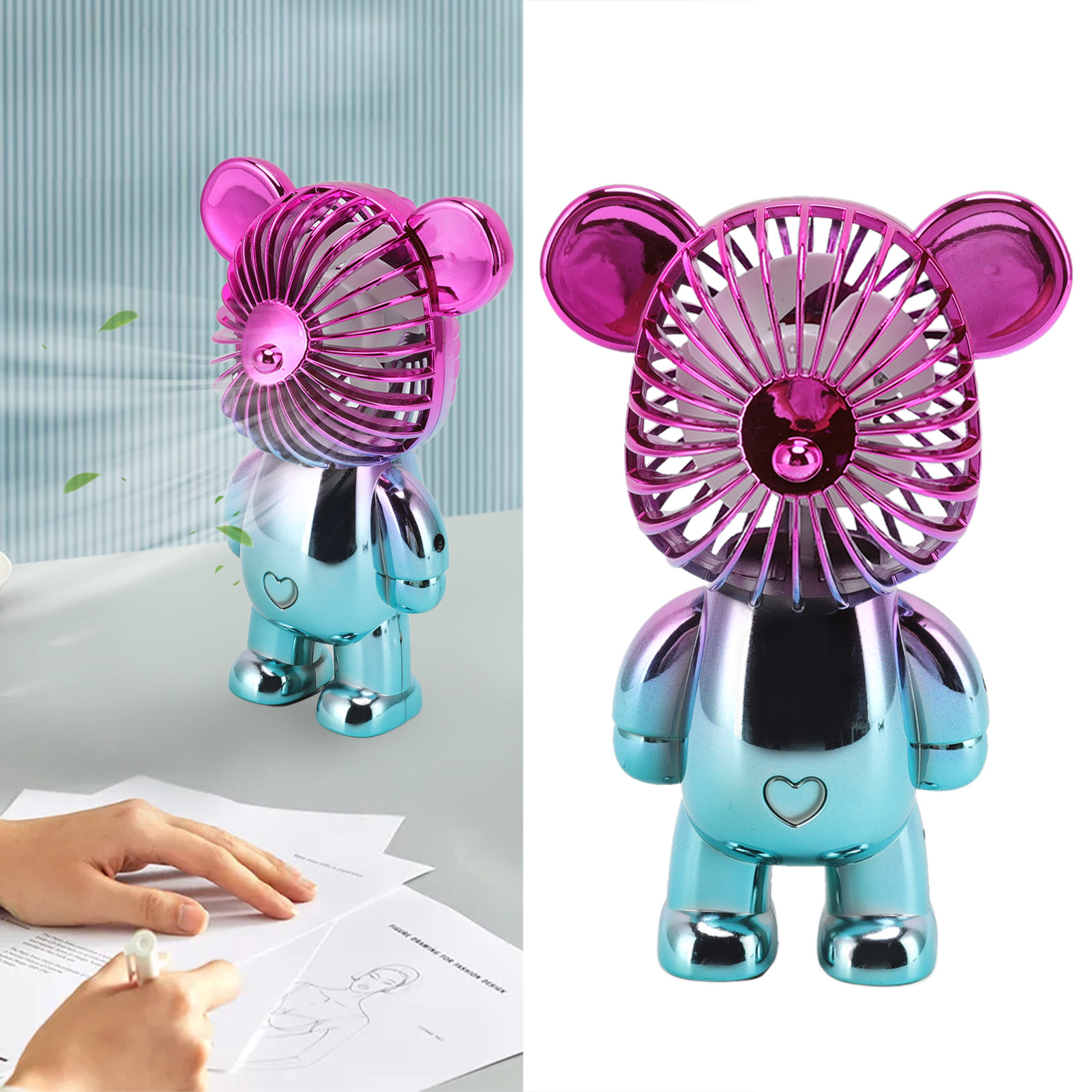 Niedlicher Tragbarer Bearbricklys-ventilator, Usb-aufladbar, A-2
