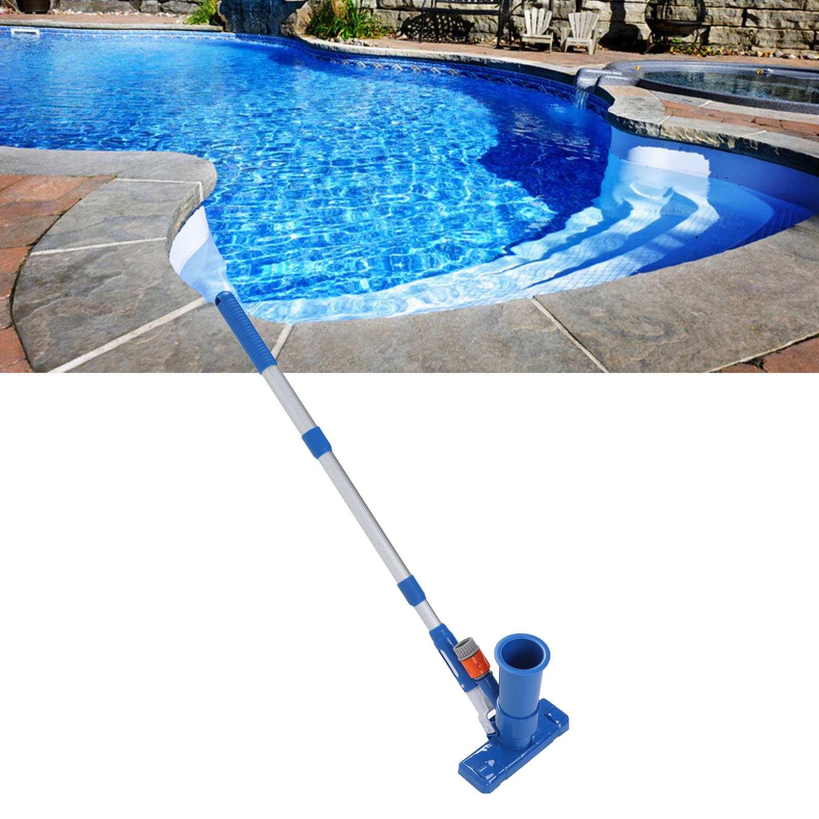 Tragbares Poolreinigungsset Mit Jet-vakuum, Teleskopstange, Saugkopf, Reinigungswerkzeugen, Saugbürste Und Vierkantstangen-set (amerikanischer Standard).