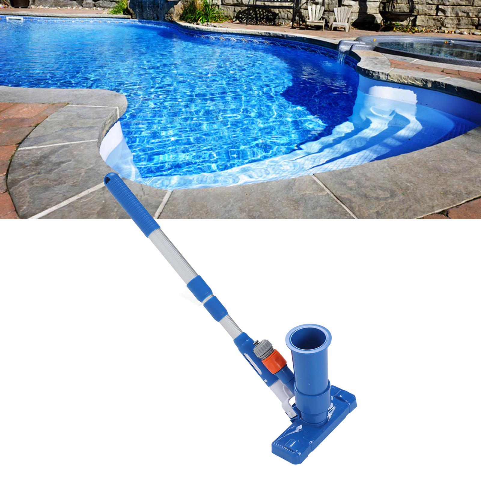 Tragbares Poolreinigungsset Mit Jet-vakuum, Teleskopstange, Saugkopf, Reinigungswerkzeugen, Saugbürste Und Vierkant-stange (europäischer Standard).