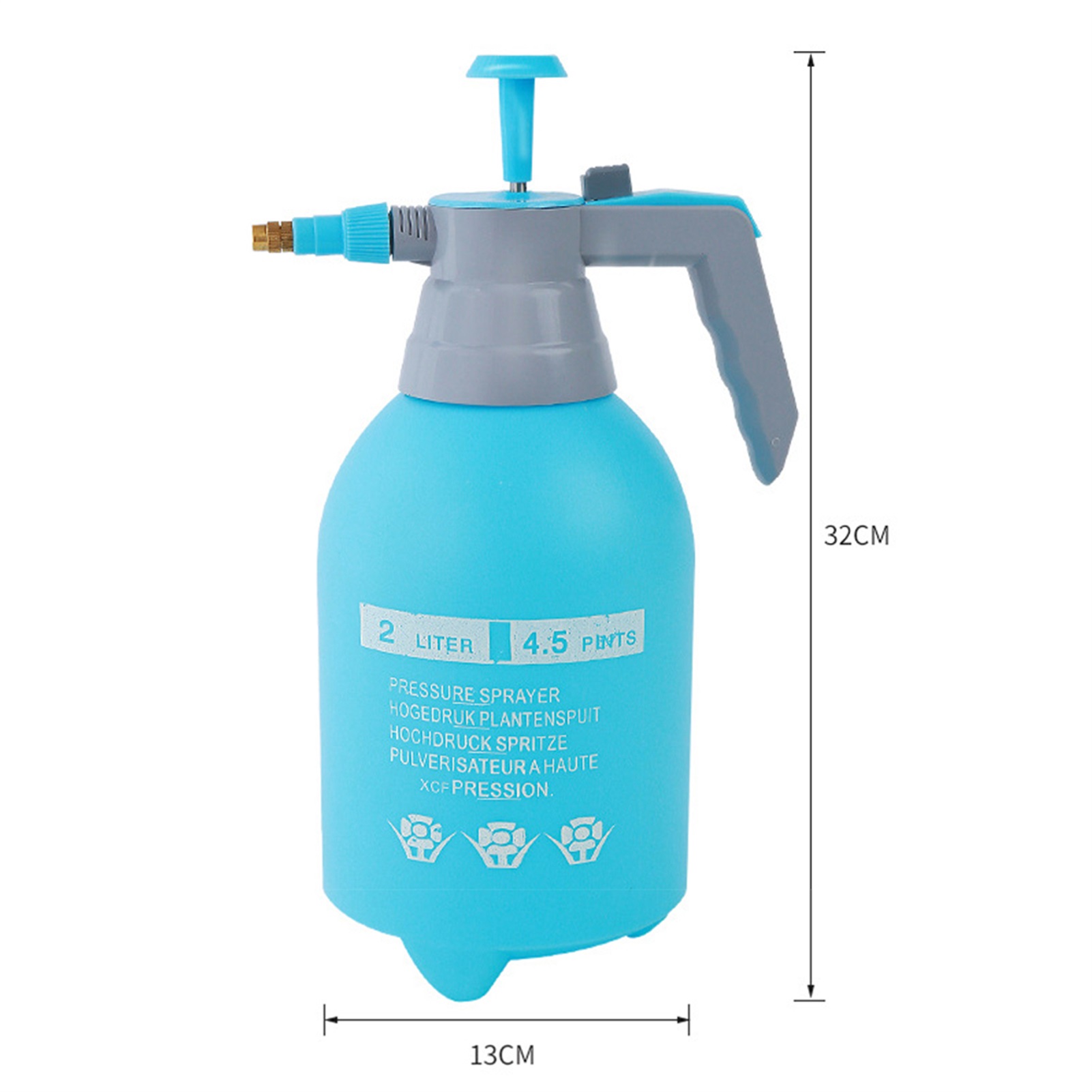 Gießkanne, Kleine Sprühflasche, Pneumatische Desinfektionssprühflasche, Dickwandige Hochdruck-sprühflasche, 2 L Blau