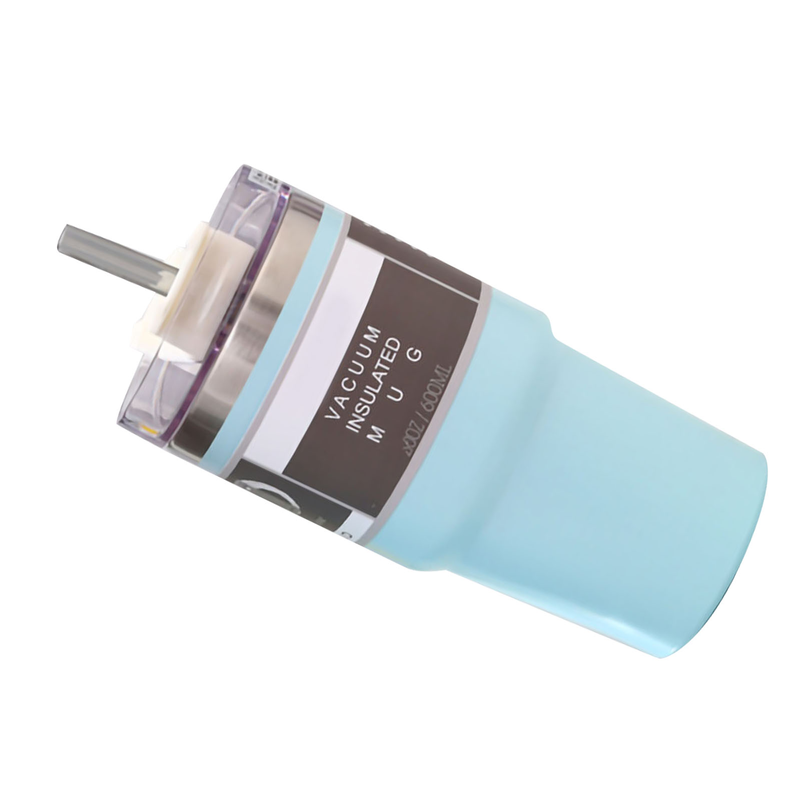 Isolierter Autobecher Aus Edelstahl Mit Großem Fassungsvermögen Und Strohhalm, 600 Ml, Blau.