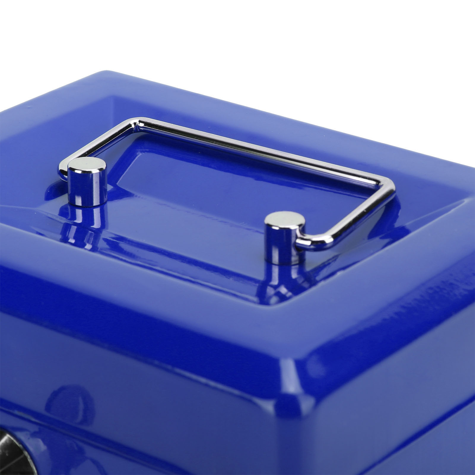 Tragbarer Tresor, 15 Cm, Mit Schlüsselschloss, Blau, Für Zuhause Oder Büro.