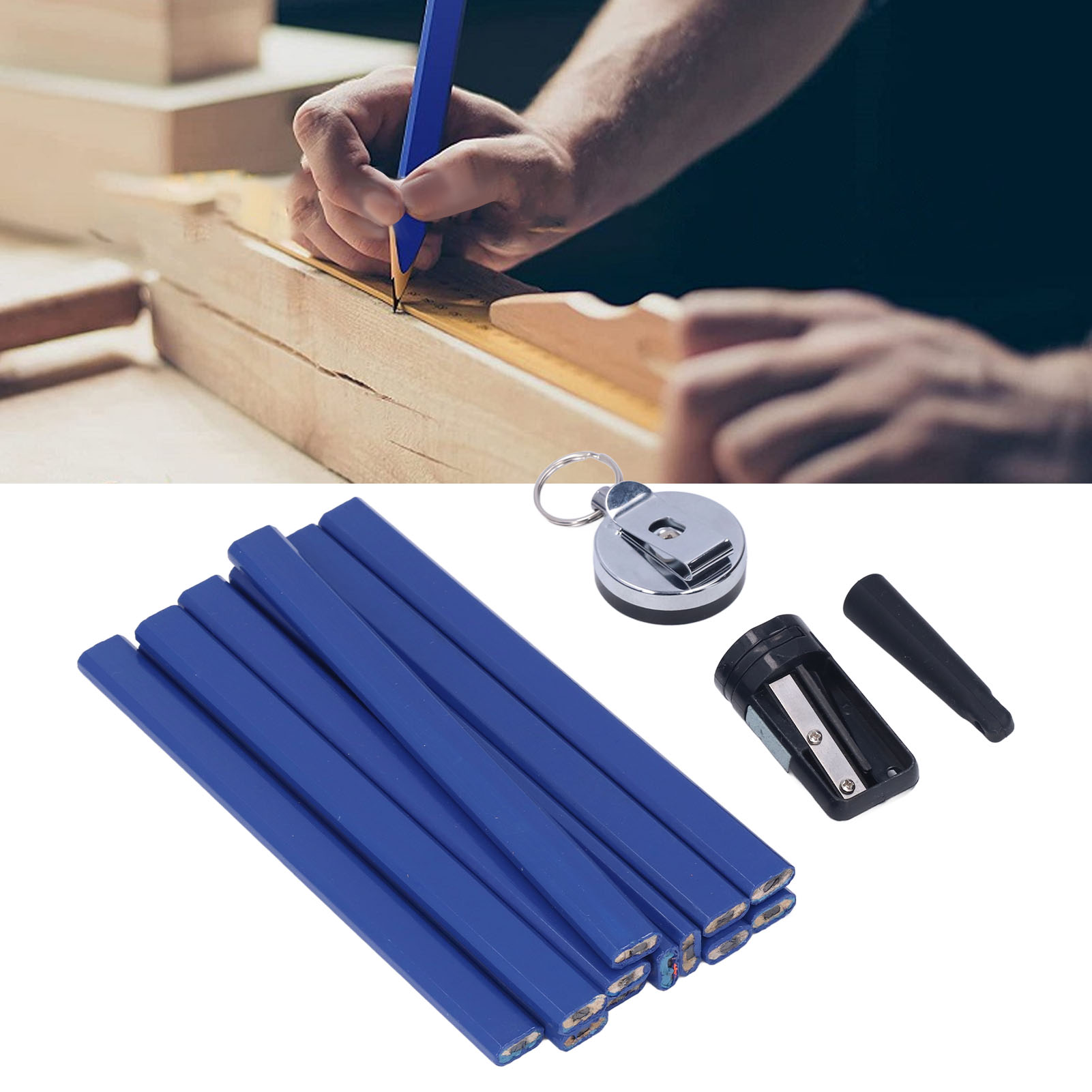 Set Mit 18 Cm Langen Zimmermannsbleistiften, Achteckigem Zimmermannsbleistift Zum Anzeichnen, Reißbleistift Für Holzbearbeitung Und Konstruktion Mit Zubehör