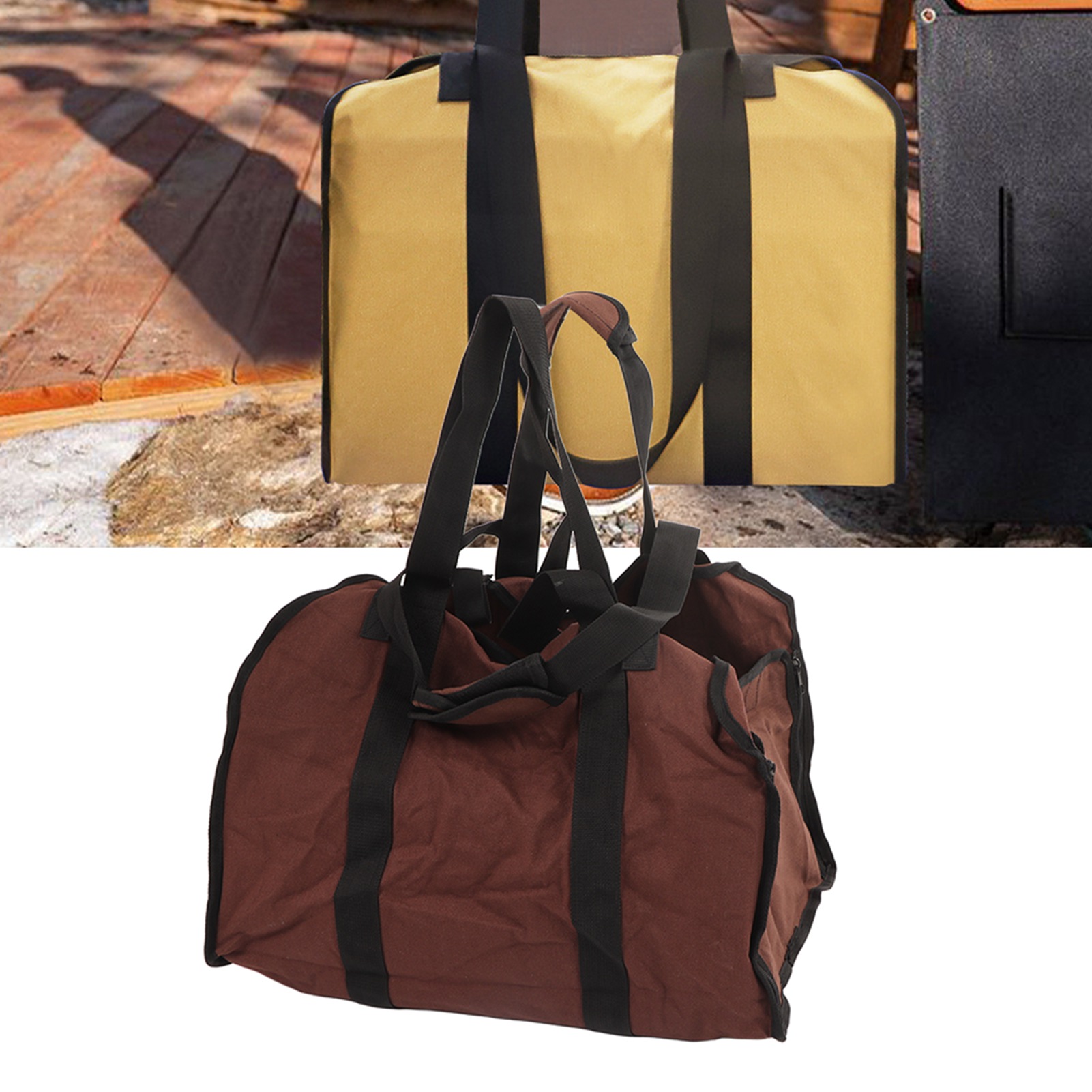 Großer Brennholzsack Aus Robustem Und Strapazierfähigem Canvas, Ideal Für Camping, Picknicks Und Grillabende.