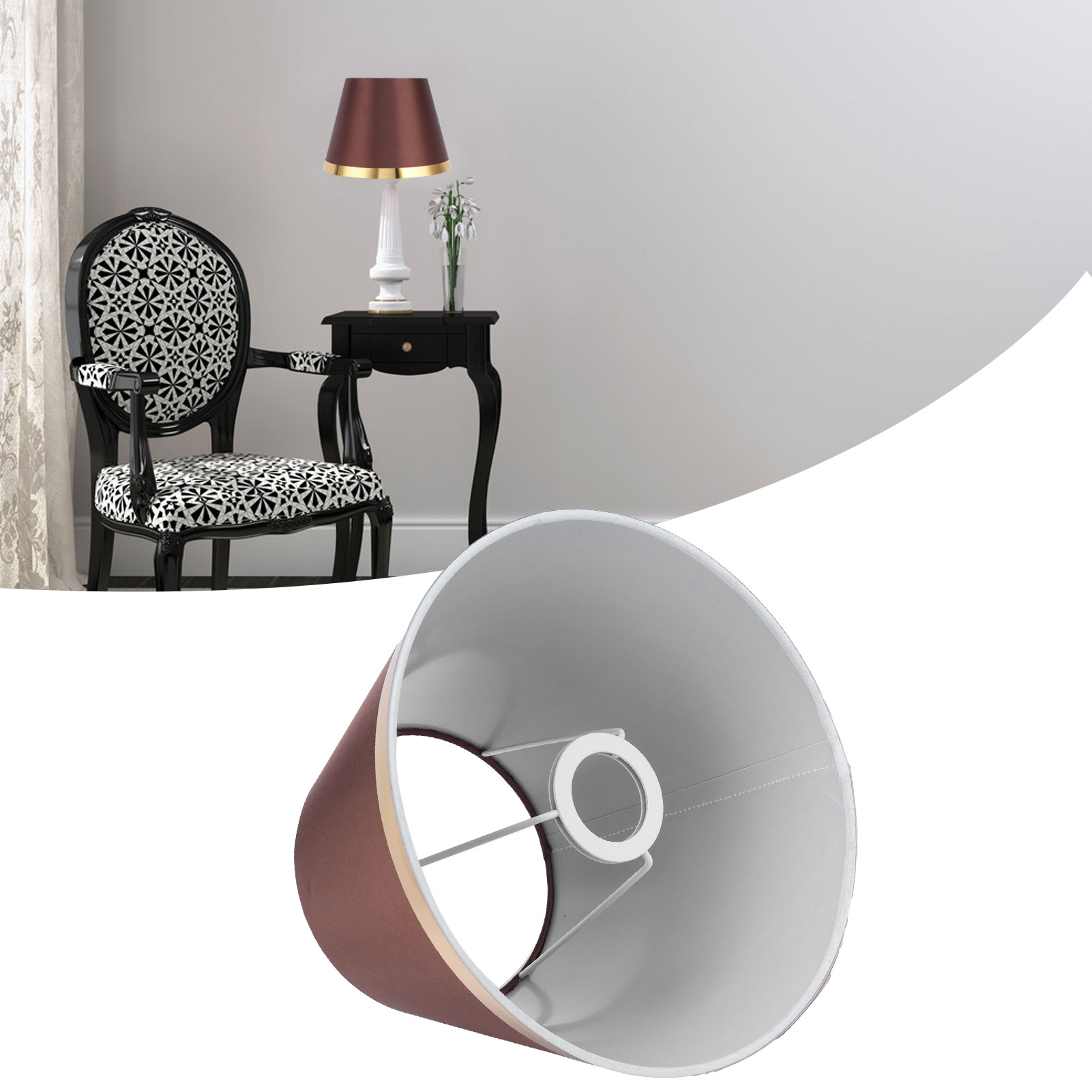 Moderner Lampenschirm Im Europäischen Stil Aus Stoff Für Tisch- Oder Stehlampe E27 - Px133 Kaffee
