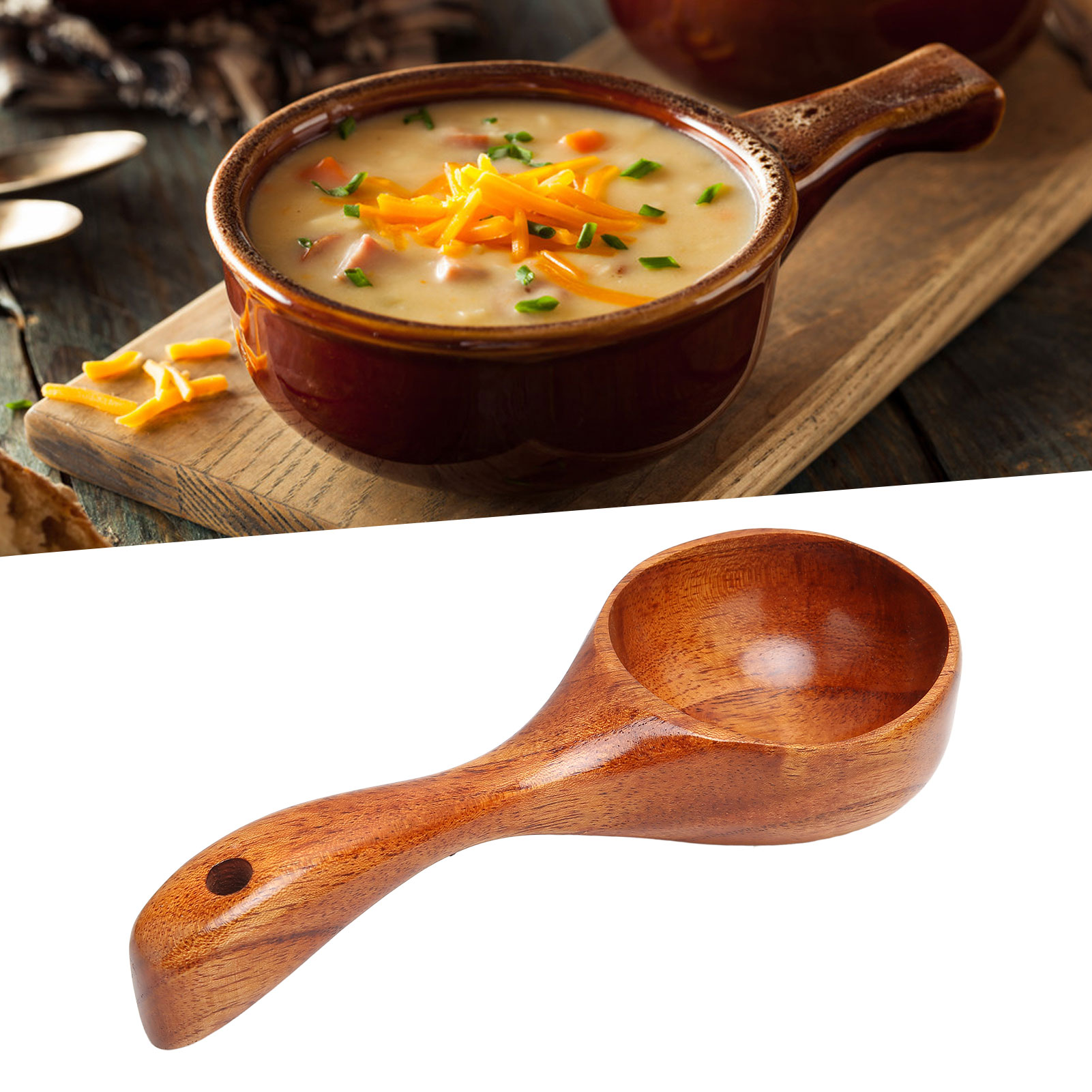 Wasserschöpfkelle Mit Holzgriff Im Japanischen Stil, Küchenutensil, Reislöffel, Porridgelöffel, Holzkelle Zum Schöpfen Von Wasser.