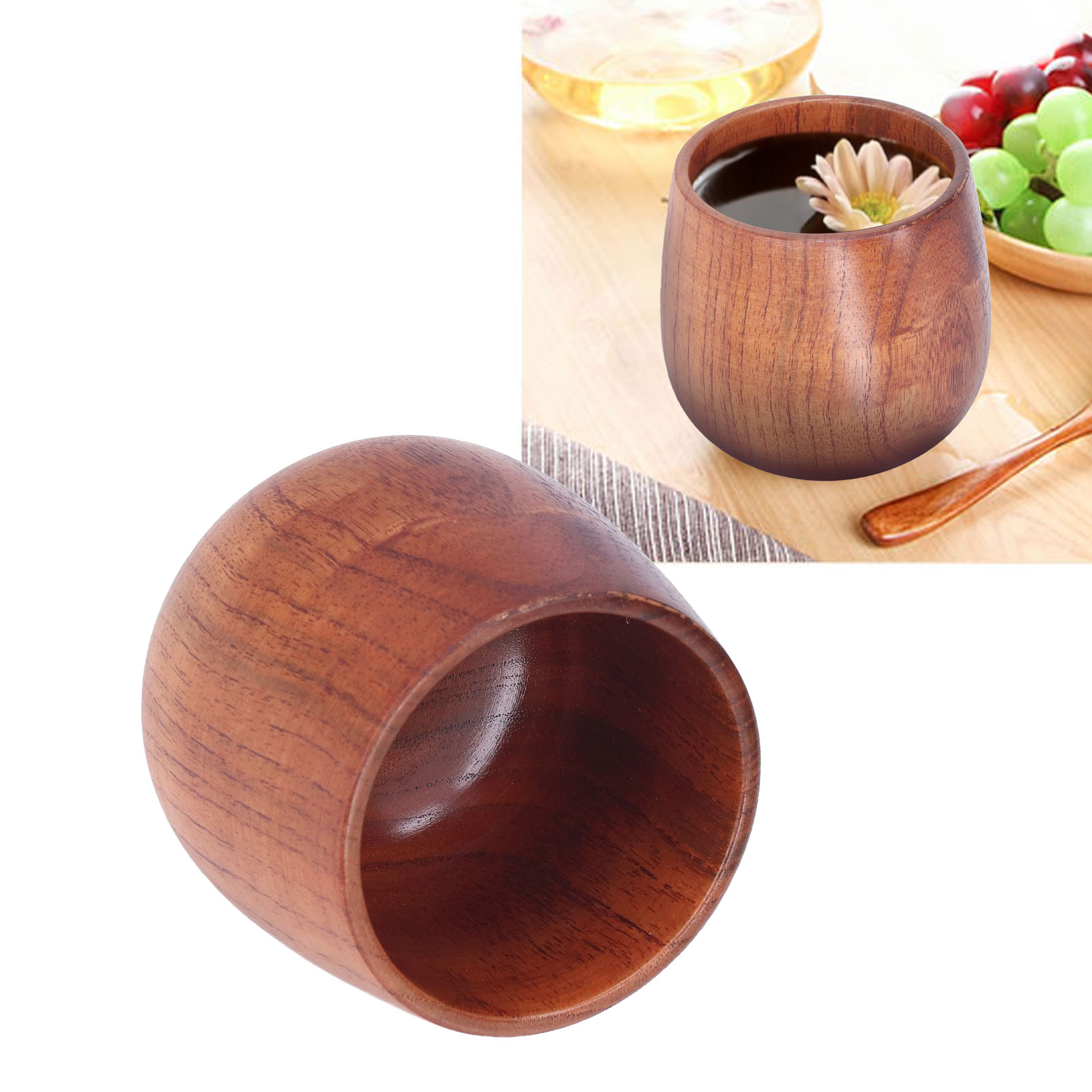 Kreative Teetasse Aus Jujube-holz Mit Breitem Korpus, Schlichte, Hitzebeständige Teetasse Aus Massivholz, Aus Einem Einzigen Stück Holz Geschnitzt, Mittelgroße Trinktasse.