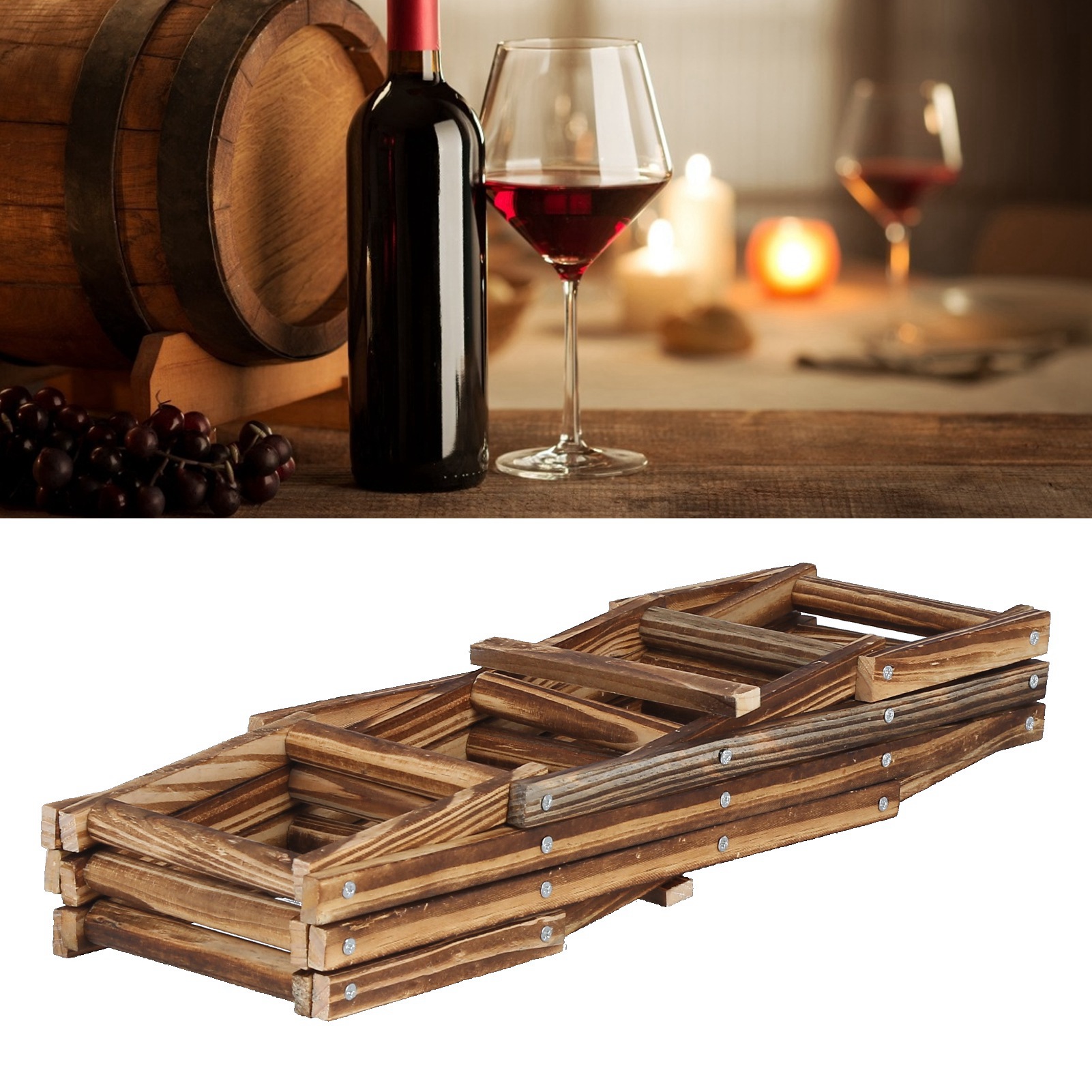Eleganter, Geräumiger, Faltbarer Weinkeller Aus Holz Für 10 Flaschen Wein