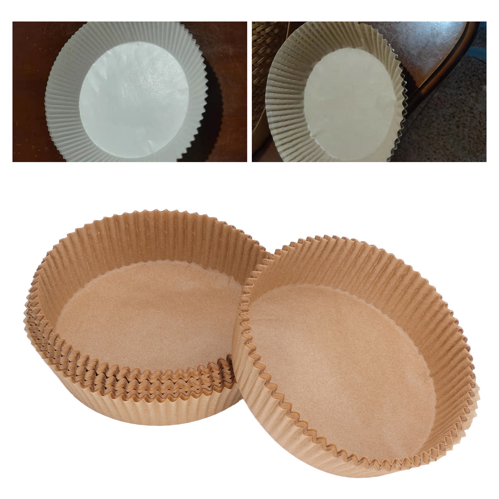 100 Blatt Spezielles Heißluftfritteusen-backpapier, Silikon, Für Runde Backbleche, Ölabsorbierend Und Antihaftbeschichtet.