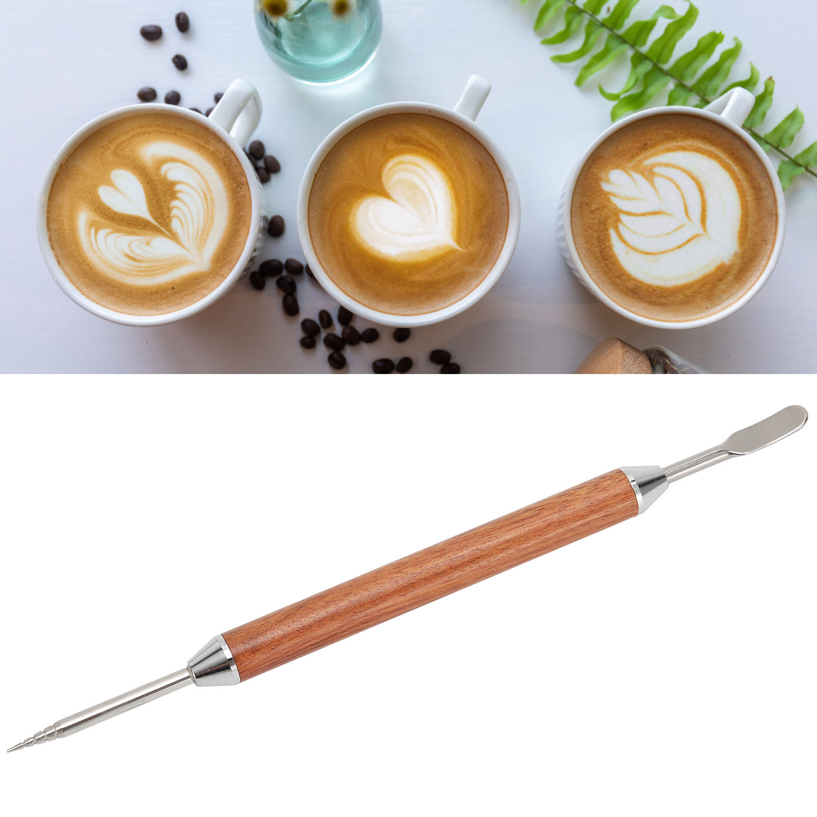 Latte-stift Aus Edelstahl Mit Holzgriff, Diy-kaffee-dekorationswerkzeug Zur Zubereitung Von Lattes.