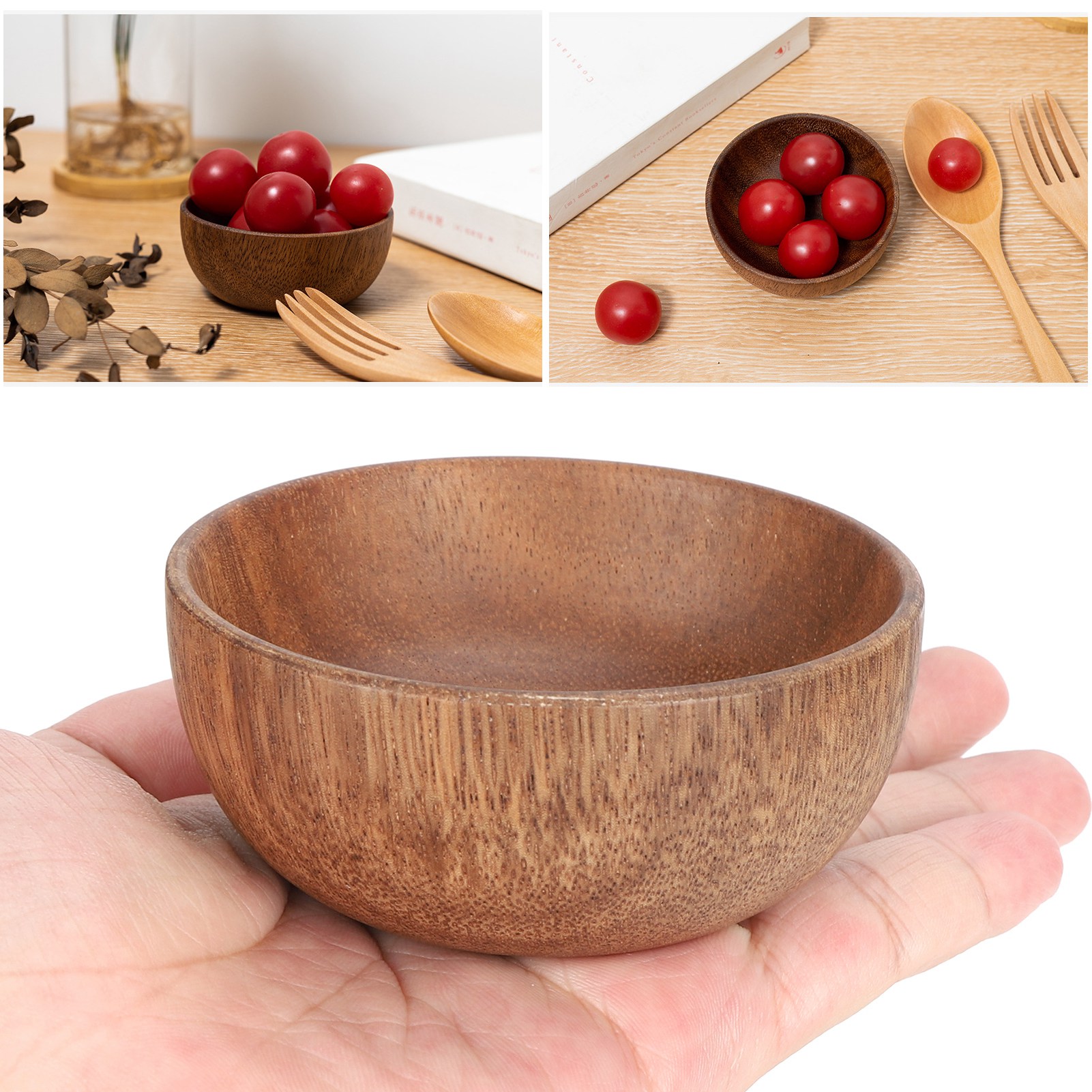 Kleine, Multifunktionale Schale Aus Lebensmittelechtem Holz Im Japanischen Stil, Ideal Für Dips Und Andere Kulinarische Zwecke.