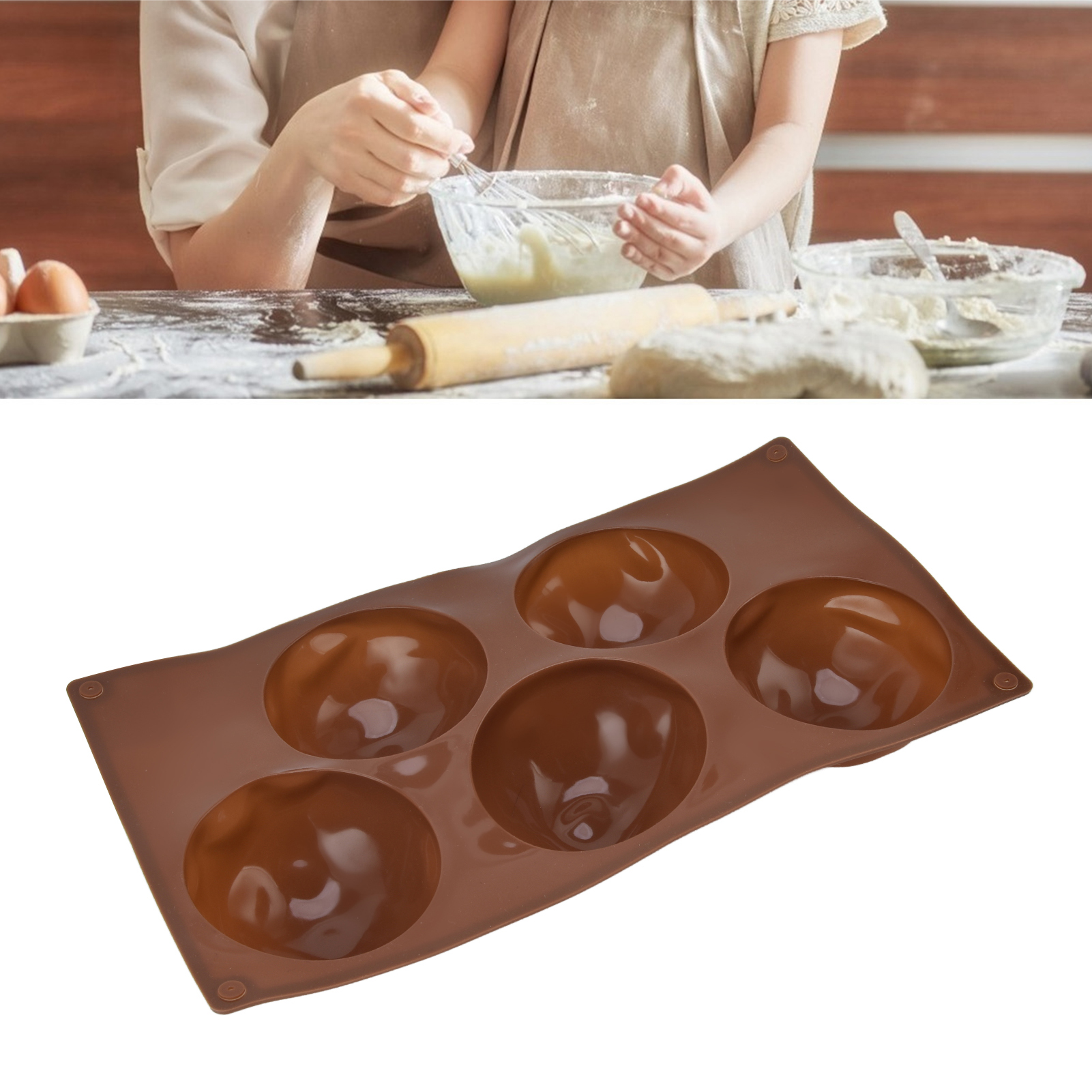Silikon-backform Mit 5 Mulden, Schokoladenkuchen- Und Puddingform, Halbkreisförmige Form, Im 3er-set Erhältlich