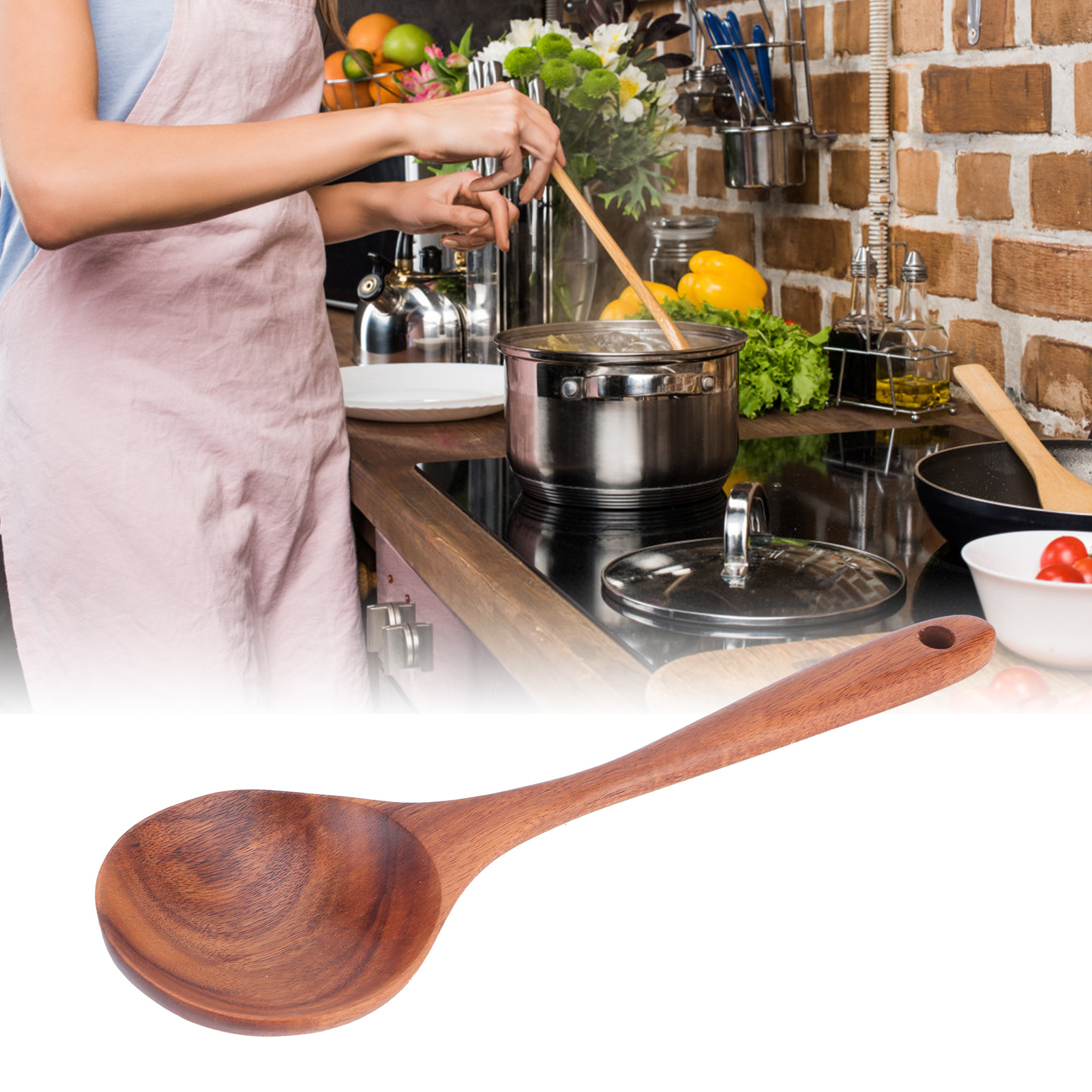 Teak-rührlöffel, Antihaftbeschichteter Küchenlöffel Aus Holz, Butterlöffel Für Die Heimische Küche