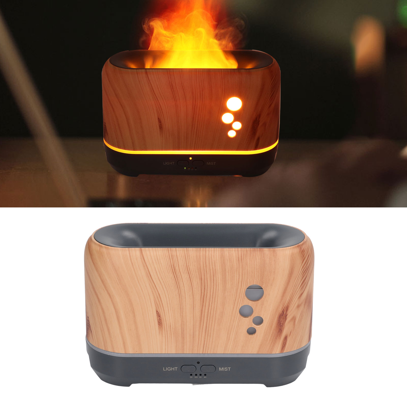 Geräuschloser 200ml Ätherischer Öldiffusor Mit Flammenlicht Für Zuhause (eu-stecker 100-240v).