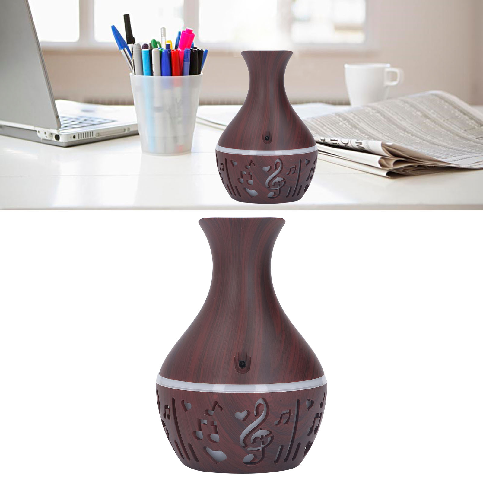 300-ml-diffusor Für Ätherische Öle, Usb-betrieben, Holzoptik, Extrem Leise, Led-nachtlicht, Tisch-luftbefeuchter Für Zuhause, Büro Oder Hotel