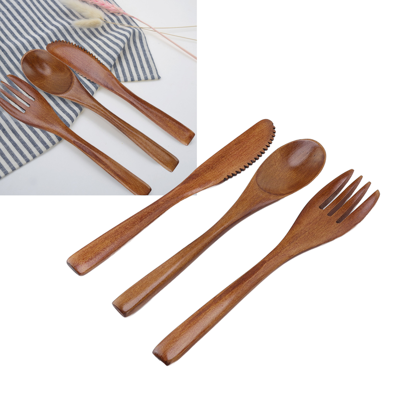 Besteckset Mit Langen, Geraden Griffen, Handbemaltes Besteck Und Geschirr