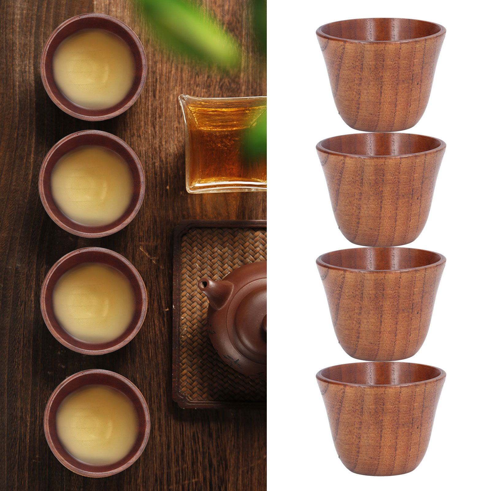 Kleine Japanische Teetasse Aus Jujube-holz, Kreatives Anti-verbrennungs-teeset, Teetasse, Retro-weinglas Aus Holz, Kleine Tasse Mit Nach Innen Gewölbtem Rand.