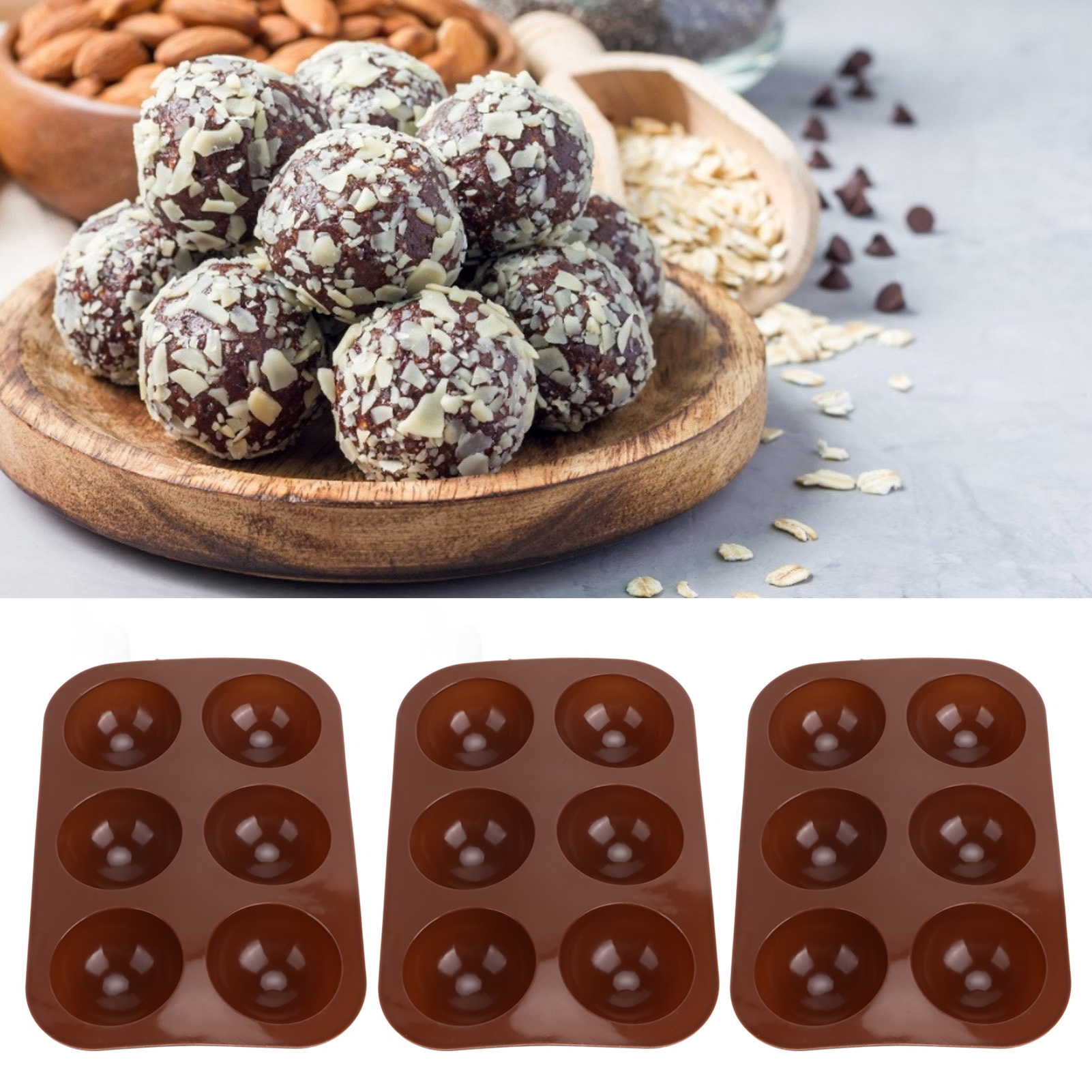 Silikon-kuchenform Mit 6 Mulden, Geeignet Für Pudding- Und Schokoladenkuchen, Halbkreisförmige Form, Im 3er-set Erhältlich