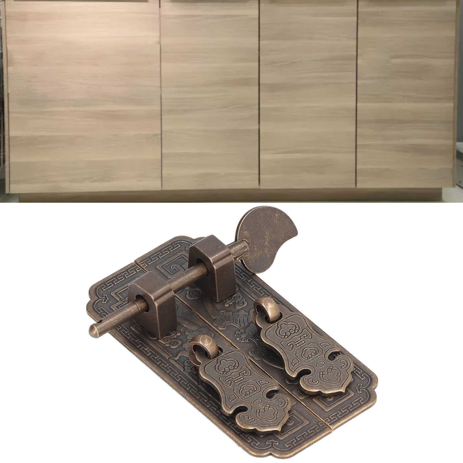 Beschläge Für Möbel Im Chinesischen Stil, Antike Gerade Stangentürgriffe Aus Reinem Kupfer Für Schränke, Schrank- Und Bücherregaltürenschlösser Mit Riegeln.