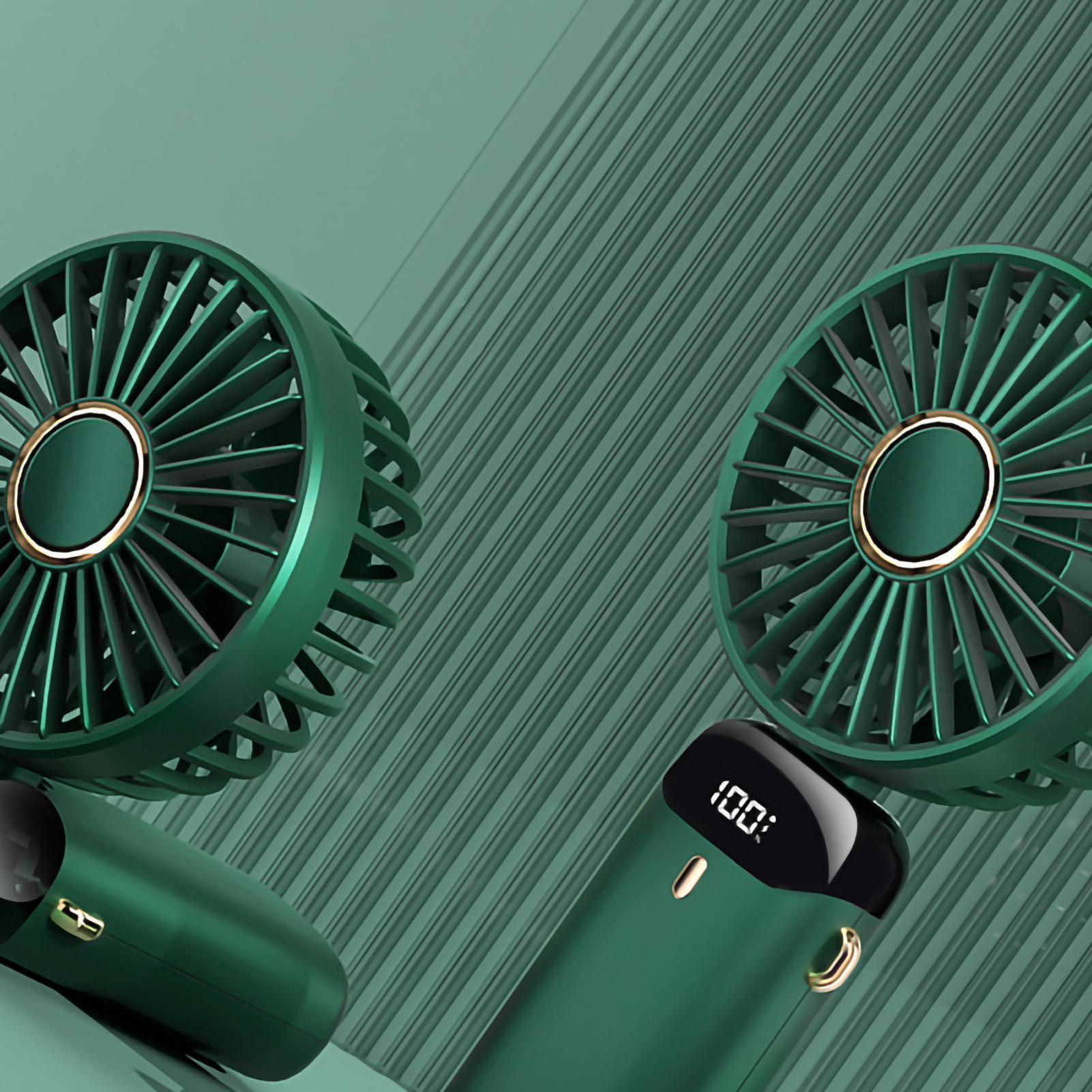 Neuer Tragbarer Mini-usb-ventilator Für Studenten (2022), Faltbarer Aromatherapie-ventilator Mit Digitalanzeige N15 Dunkelgrün 3000 M