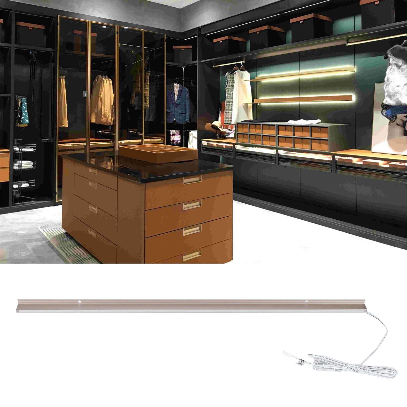 60 Cm Lange, Doppelseitige Led-lichtleiste Zur Unterbaumontage, Ideal Für Schränke, Bücherregale Oder Kleiderschränke (warmes Licht).