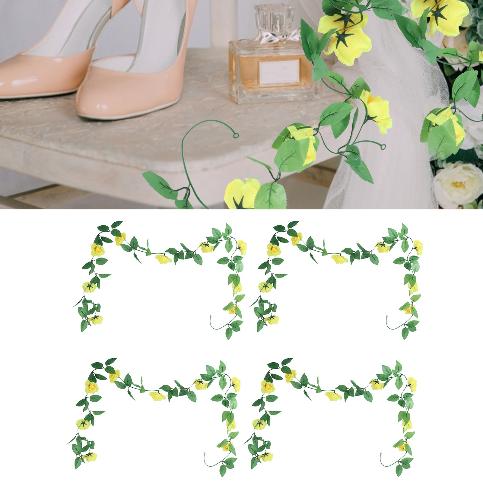 Set Mit 4 Dekorativen Künstlichen Rosen Zum Selbermachen In Leuchtenden Farben, Für Hochzeiten, Partys Oder Als Heimdekoration.