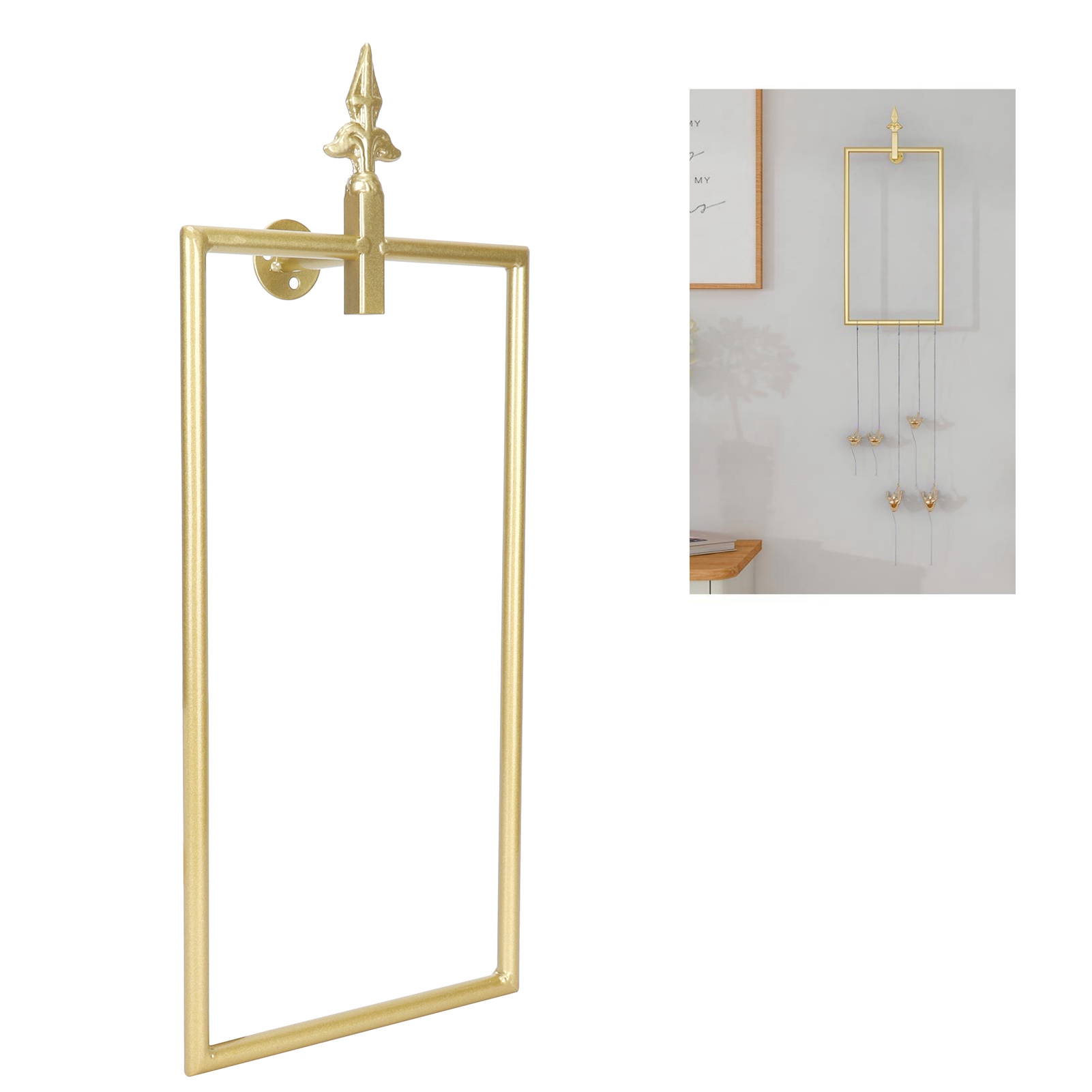 Rechteckiger, Wandmontierter Handtuchhalter Im Nordischen Stil, Goldfarbenes Badezimmeraccessoire
