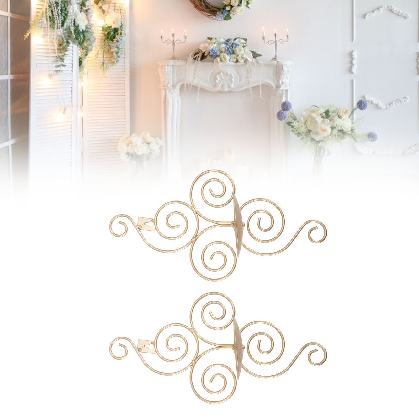 Set Aus 2 Schmiedeeisernen Kerzenständern Im Europäischen Stil, Originelle Wandkerzenständer Für Hochzeiten, Goldfarben.